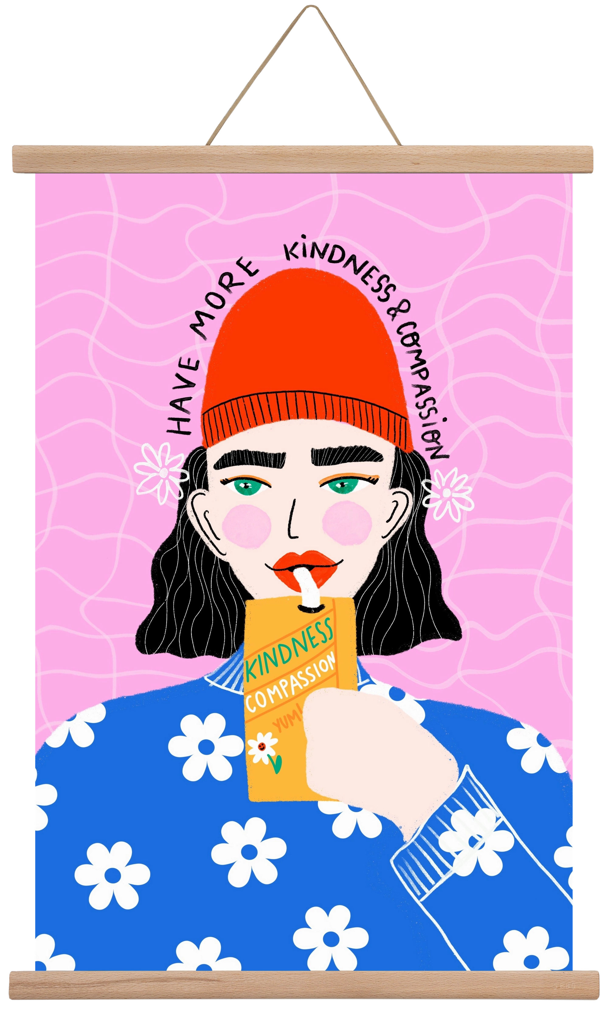 More kindness and compassion , 40x60 cm (40x60 cm), Tölgy akasztó