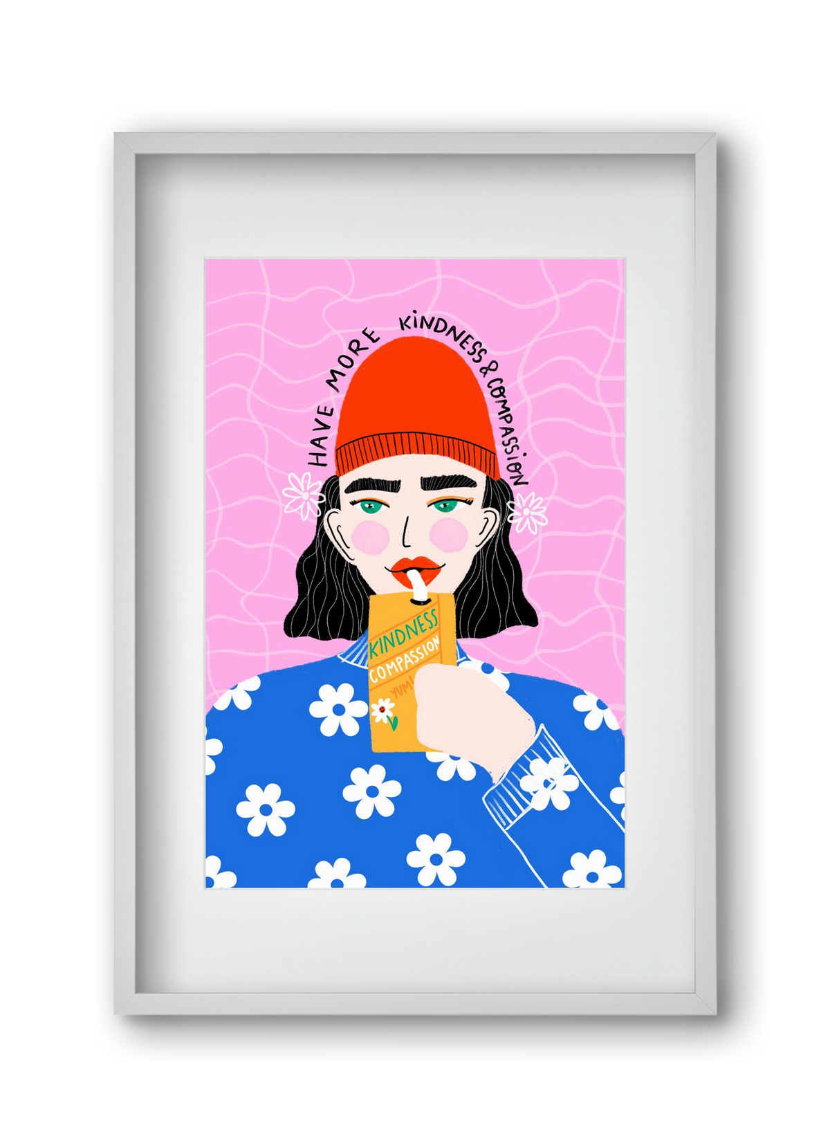 More kindness and compassion , 30x45 cm (20x30 cm), Fehér keret, paszpartuval