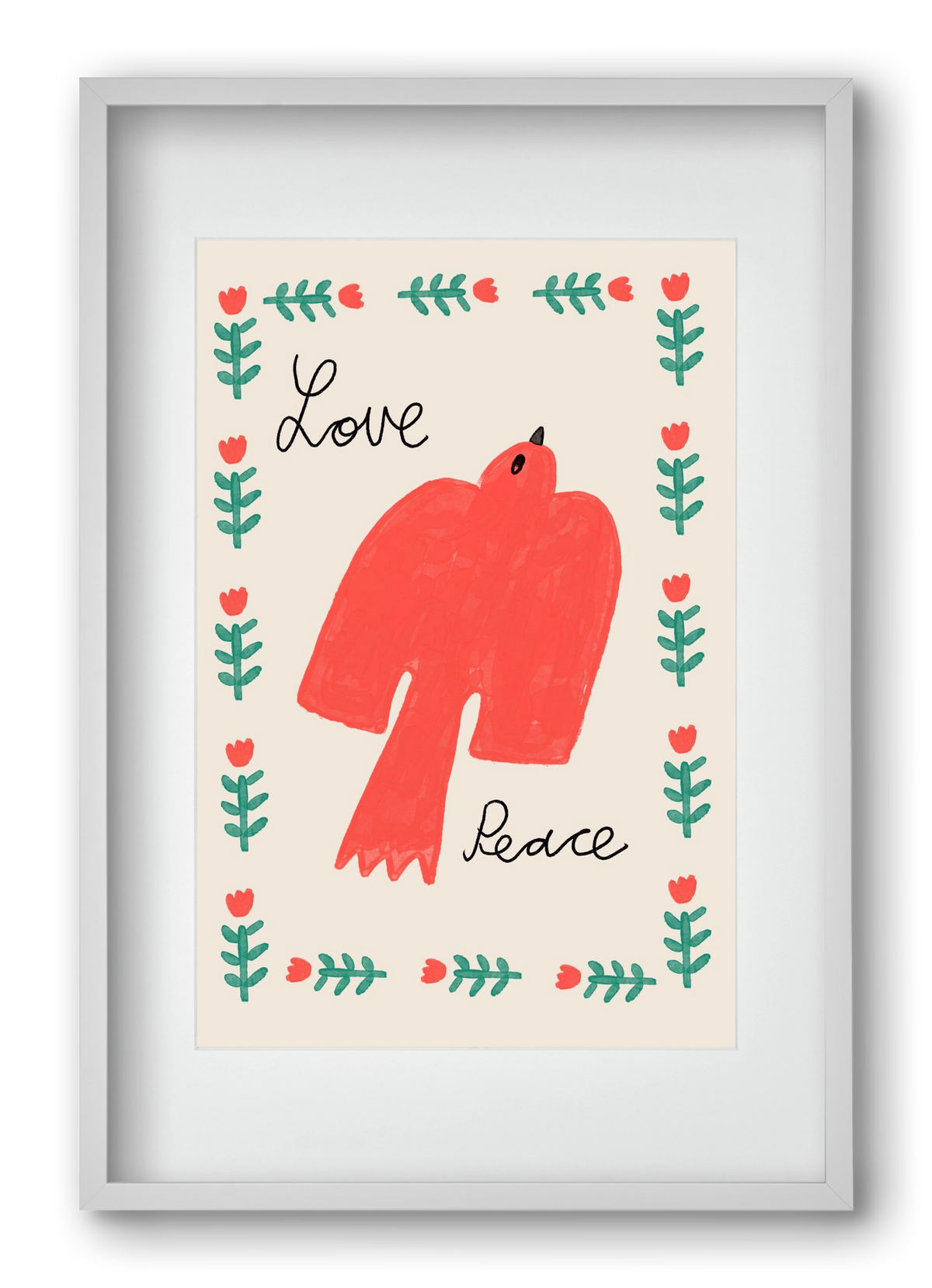 Love and Peace , 40x60 cm (30x45 cm), Fehér keret, paszpartuval