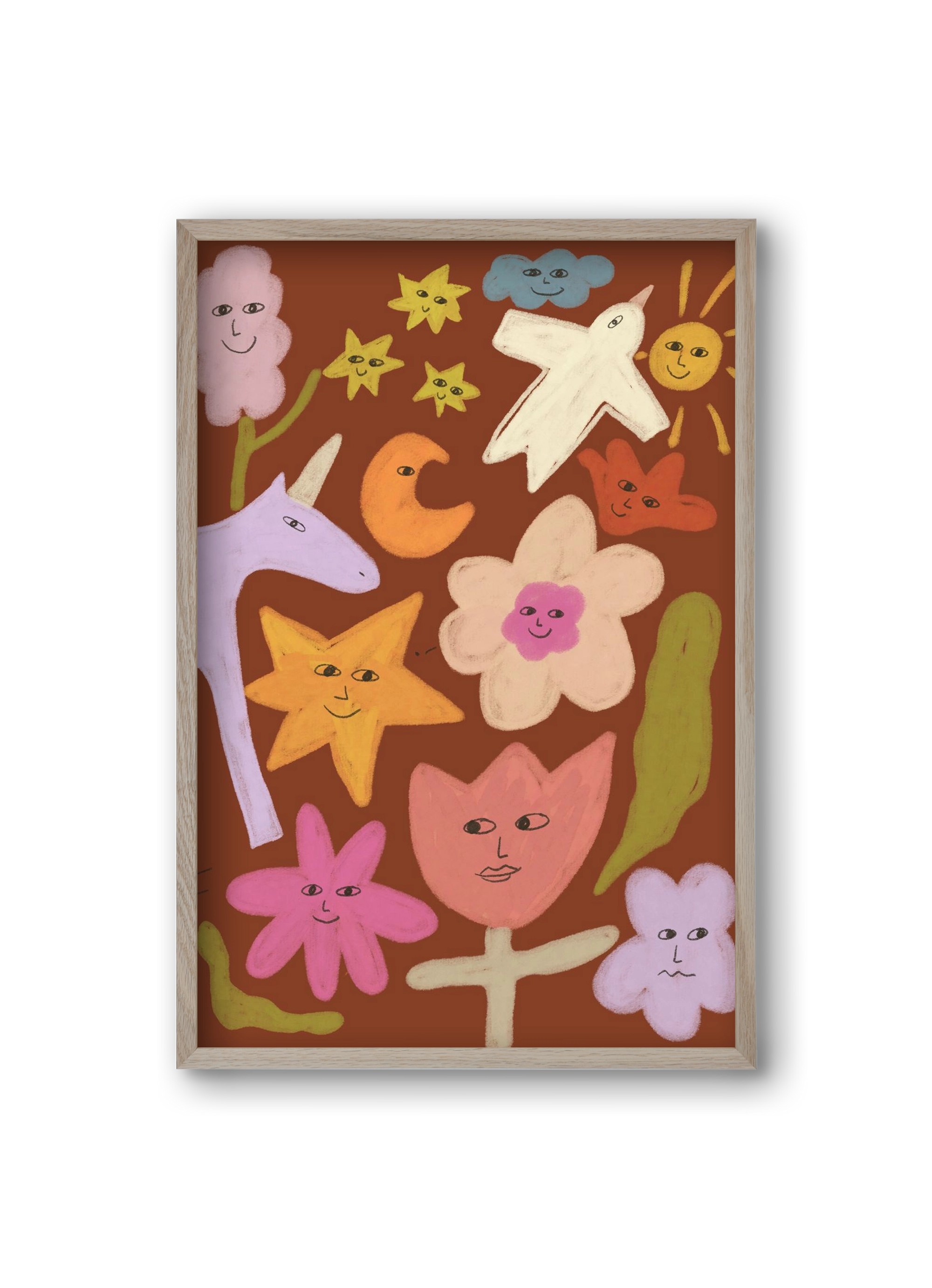 Happy crowd, 20x30 cm (20x30 cm), Tölgy keret