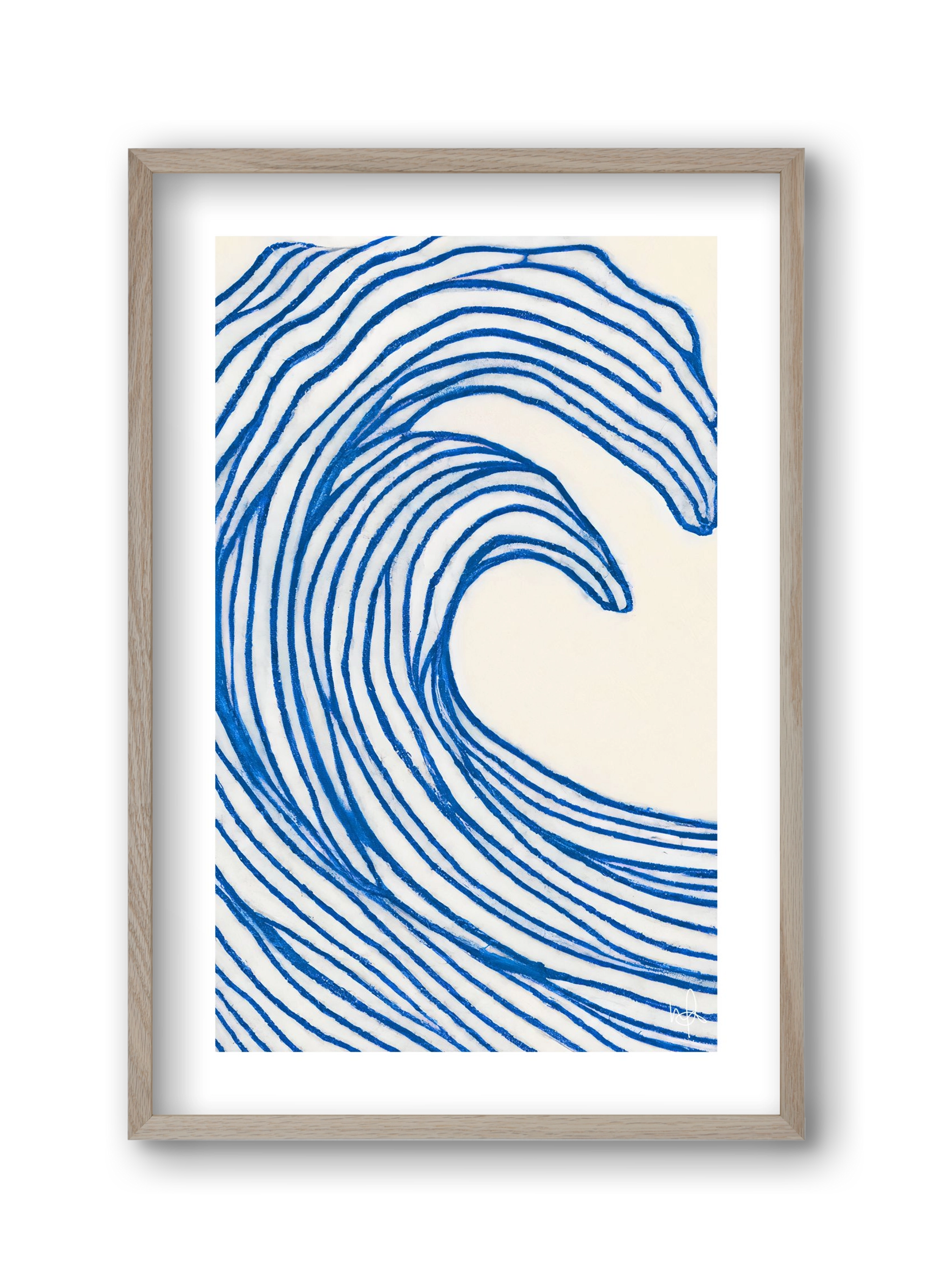 Wavy lines , 30x45 cm (30x45 cm), Tölgy keret