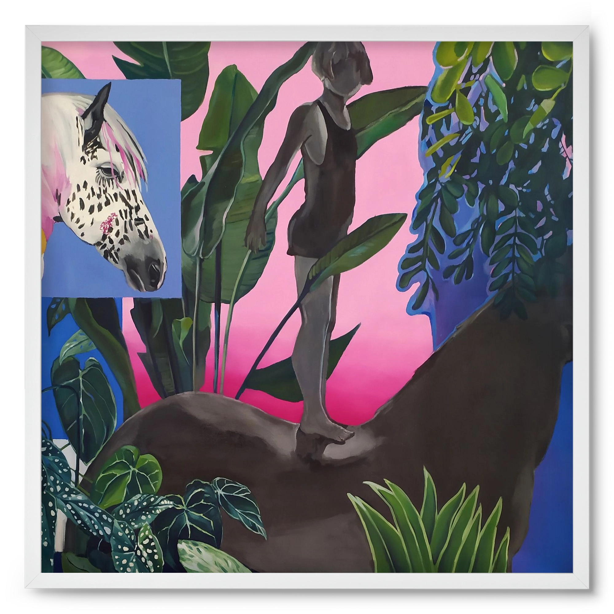 Jungel ló fiú, 50x50 cm (50x50 cm), Fehér keret