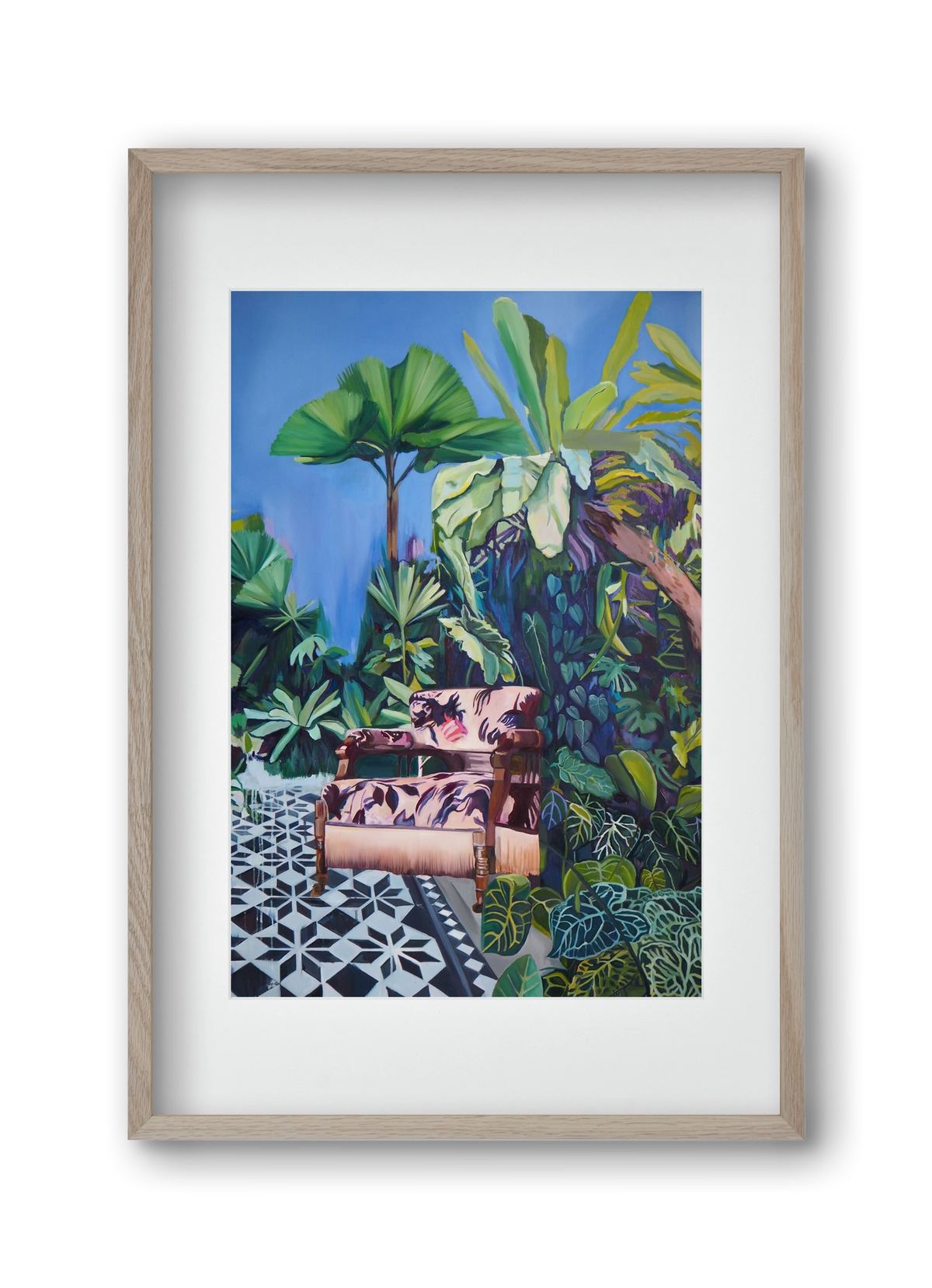 Hófehér jaguár II., 30x45 cm (20x30 cm), Tölgy keret, paszpartuval