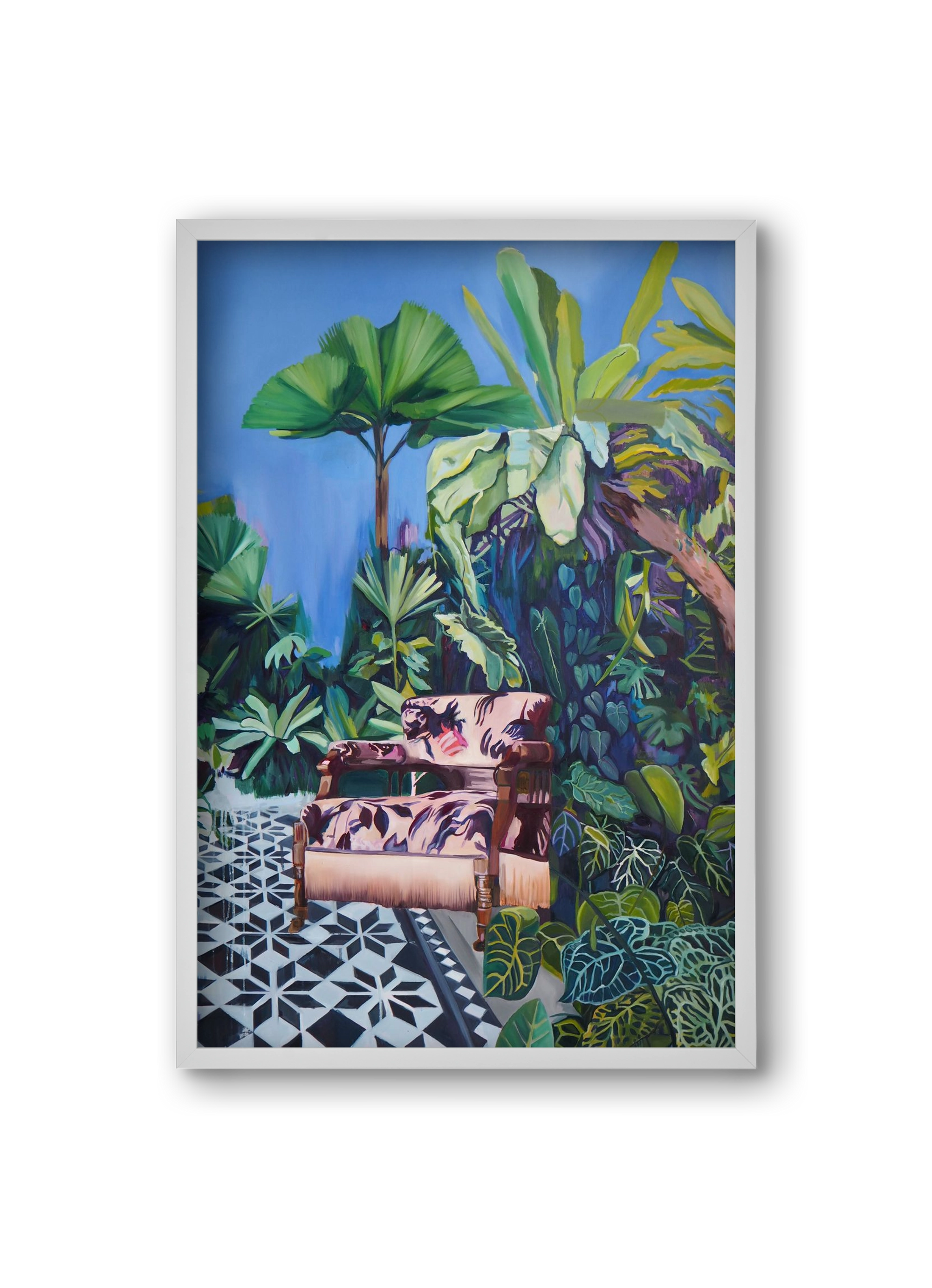 Hófehér jaguár II., 20x30 cm (20x30 cm), Fehér keret