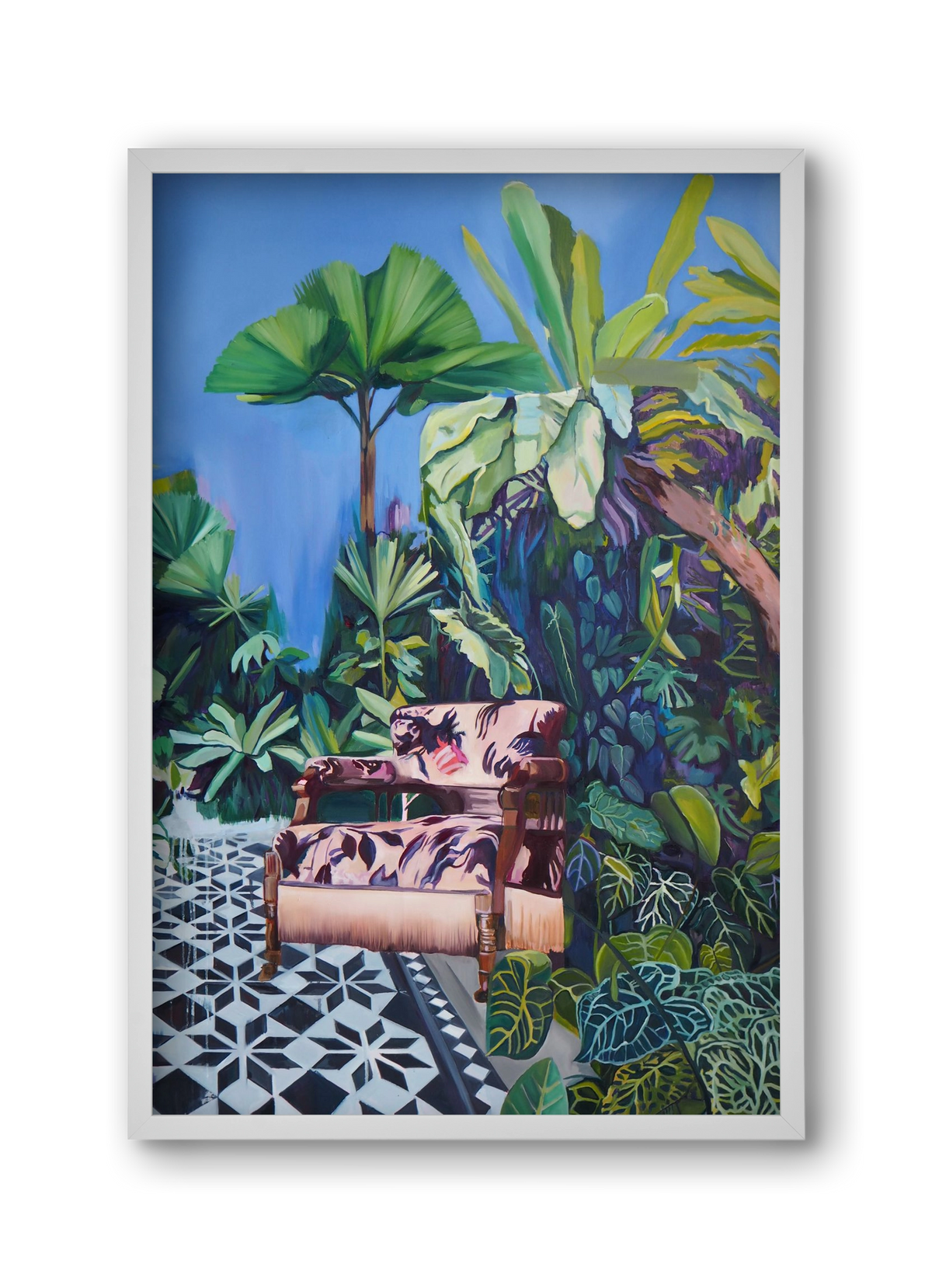 Hófehér jaguár II., 30x45 cm (30x45 cm), Fehér keret