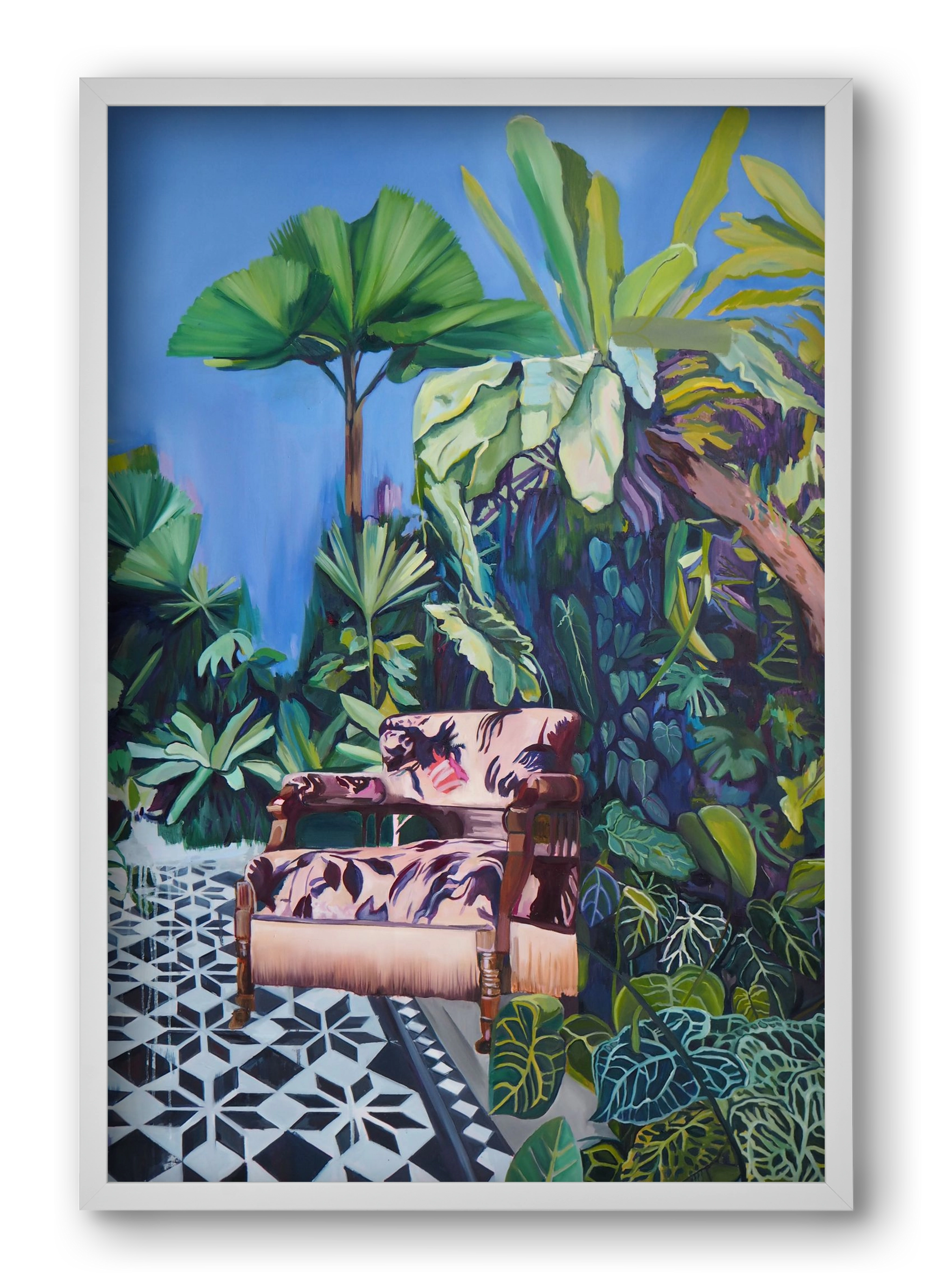 Hófehér jaguár II., 40x60 cm (40x60 cm), Fehér keret