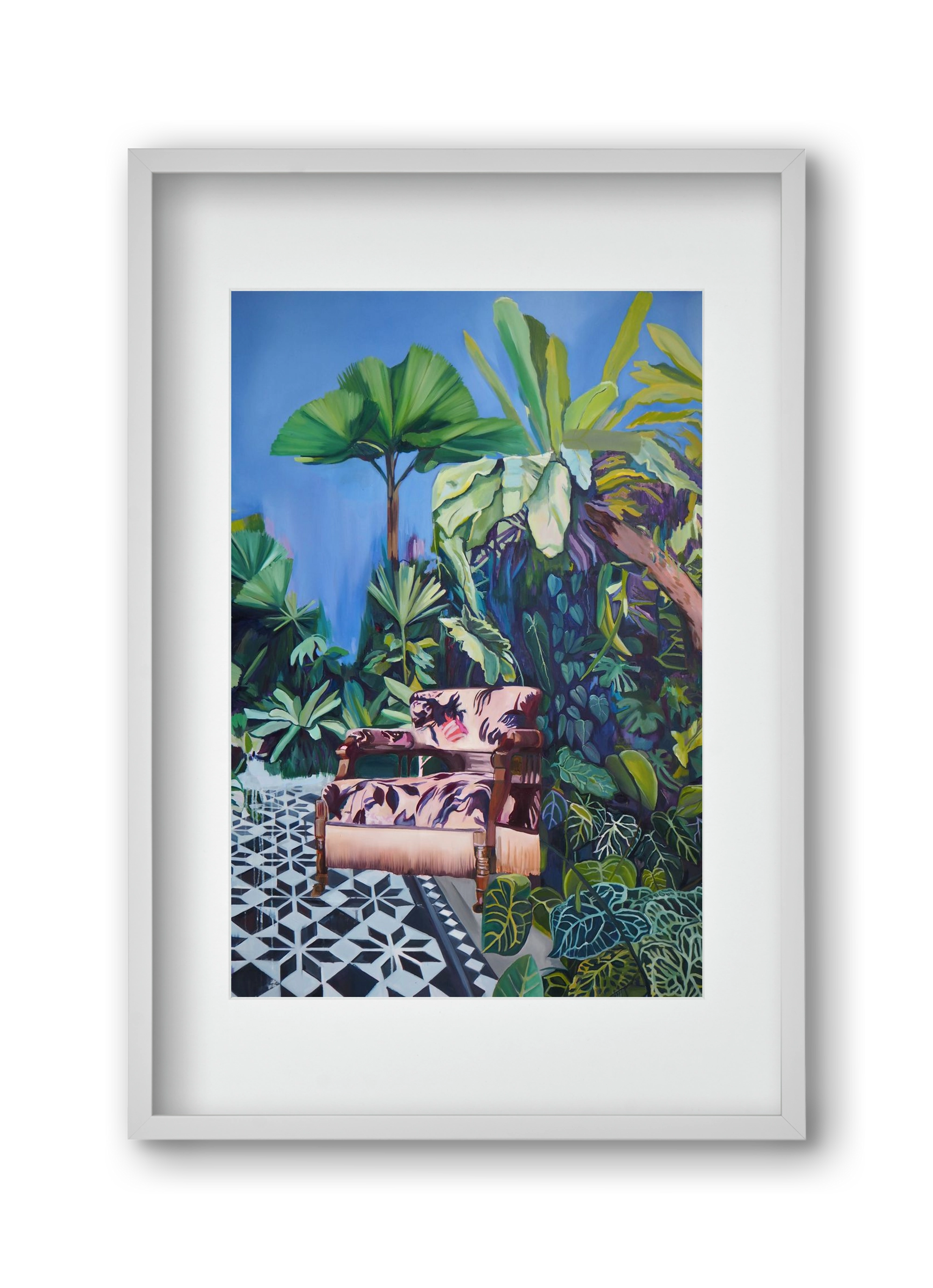 Hófehér jaguár II., 30x45 cm (20x30 cm), Fehér keret, paszpartuval