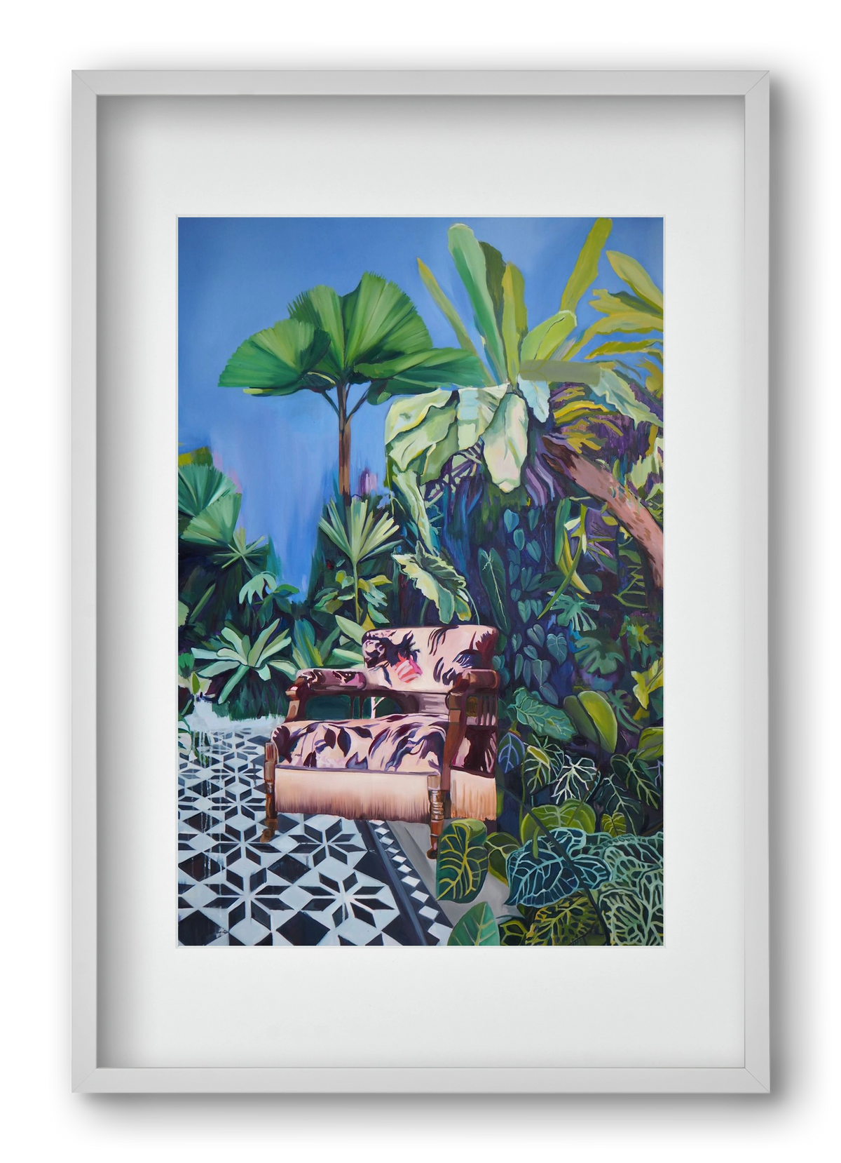 Hófehér jaguár II., 40x60 cm (30x45 cm), Fehér keret, paszpartuval