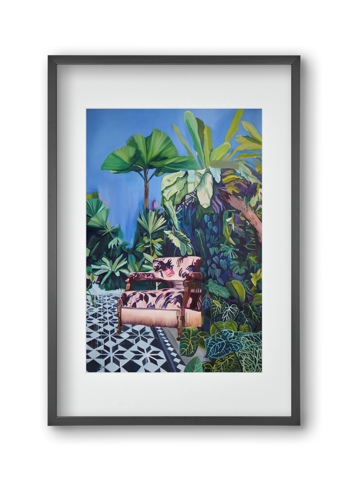 Hófehér jaguár II., 30x45 cm (20x30 cm), Fekete keret, paszpartuval