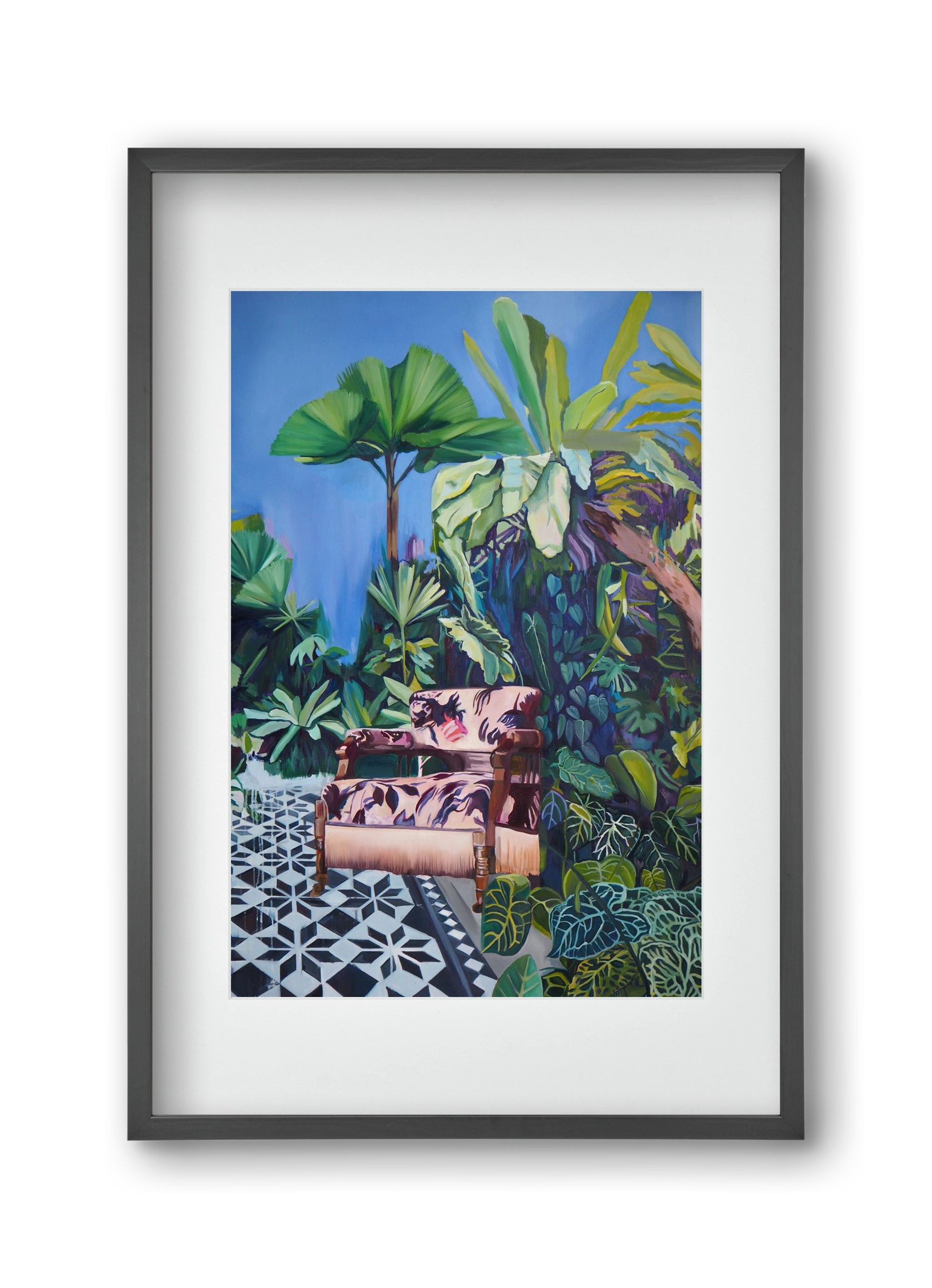Hófehér jaguár II., 30x45 cm (20x30 cm), Fekete keret, paszpartuval