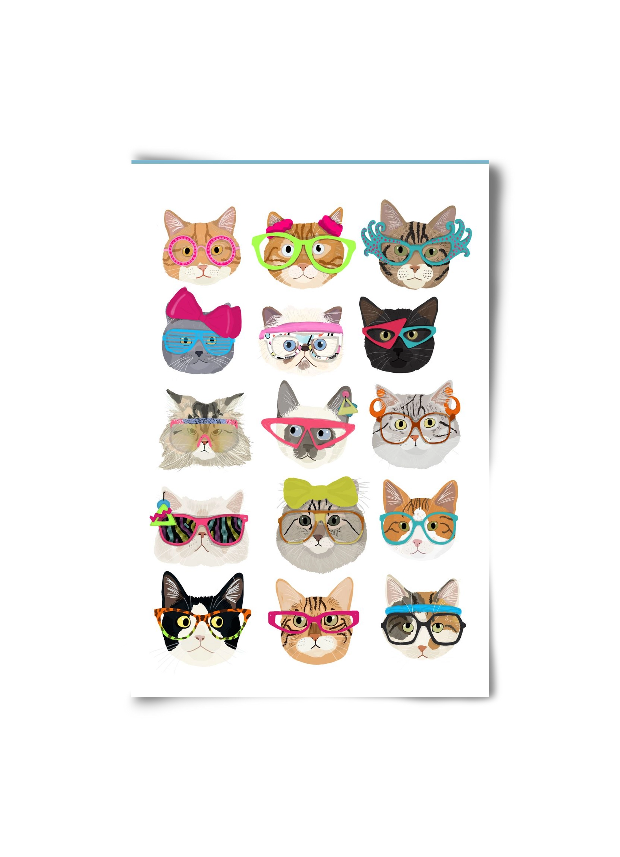 Cats in glasses 1980's , 20x30 cm, Keret nélkül