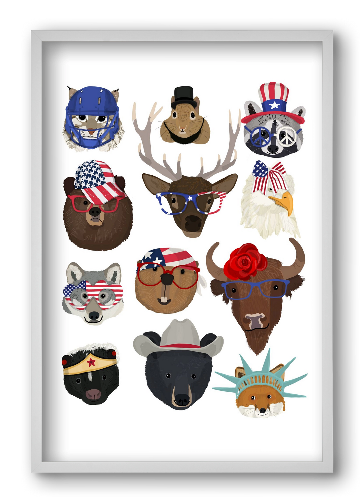 Animals of the planet USA, 40x60 cm (40x60 cm), Fehér keret