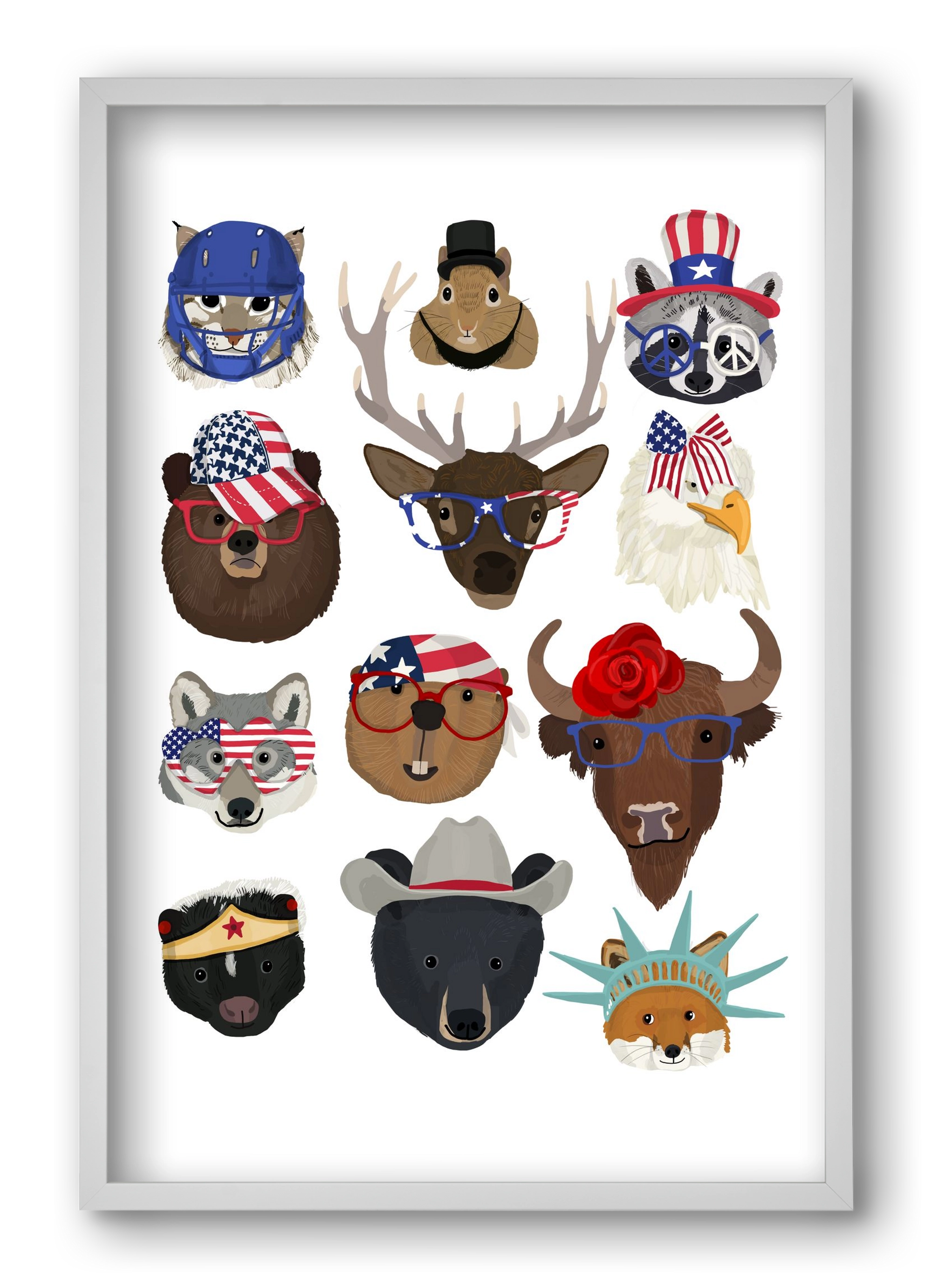 Animals of the planet USA, 40x60 cm (40x60 cm), Fehér keret