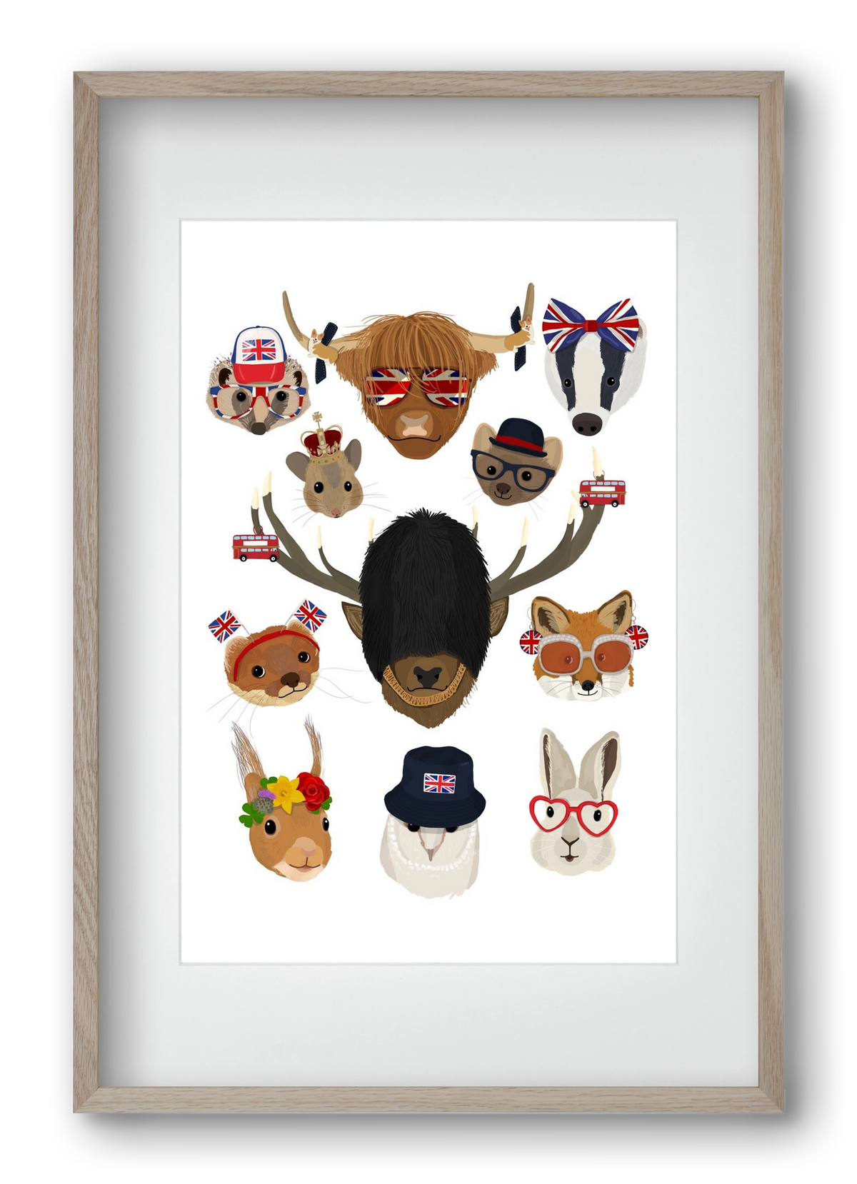 Animals of the planet United Kingdom, 40x60 cm (30x45 cm), Tölgy keret, paszpartuval