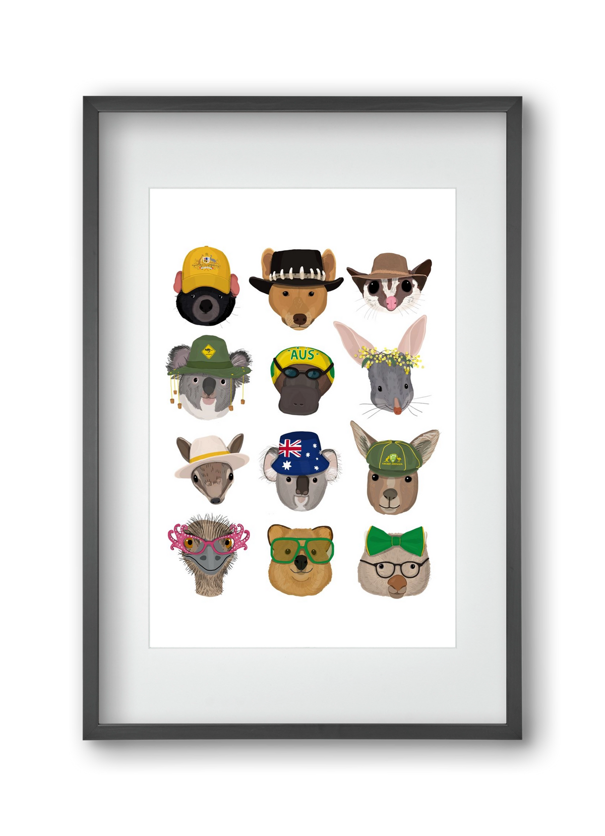 Animals of the planet Australia, 30x45 cm (20x30 cm), Fekete keret, paszpartuval