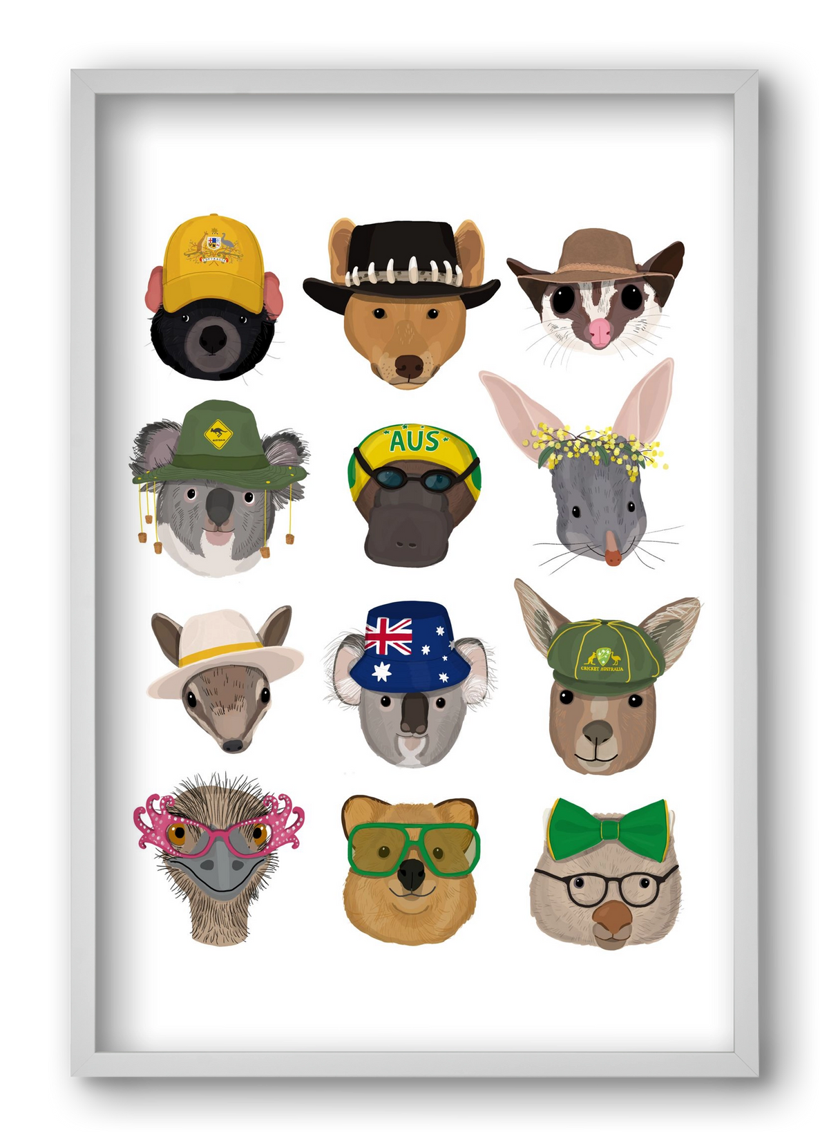 Animals of the planet Australia, 40x60 cm (40x60 cm), Fehér keret
