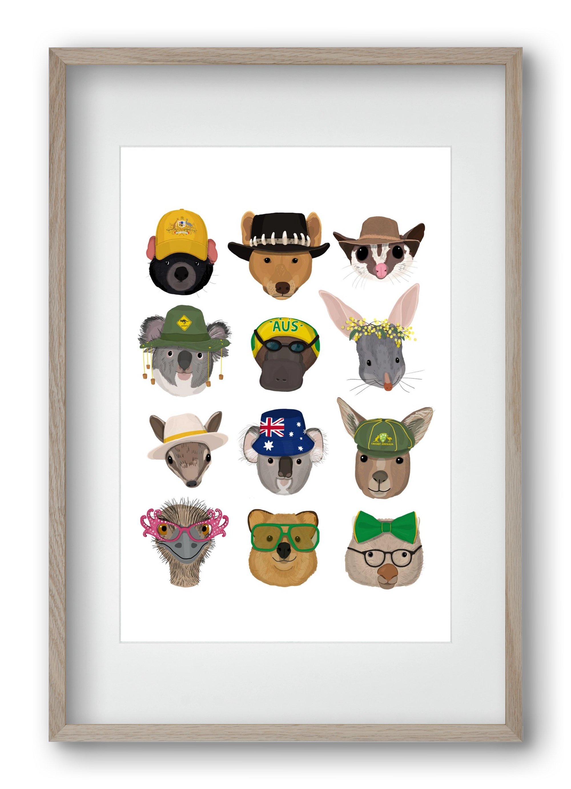 Animals of the planet Australia, 40x60 cm (30x45 cm), Tölgy keret, paszpartuval