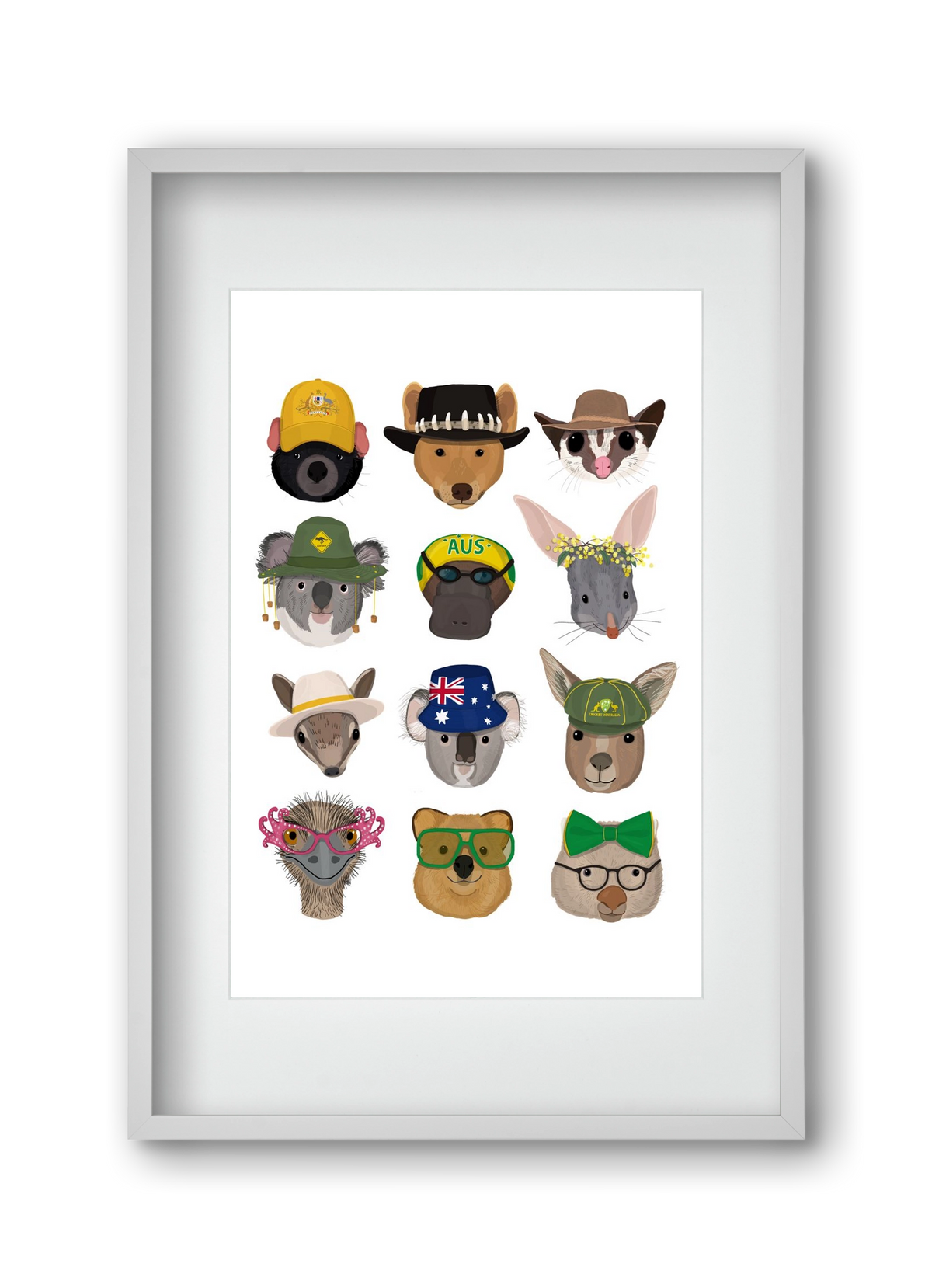 Animals of the planet Australia, 30x45 cm (20x30 cm), Fehér keret, paszpartuval