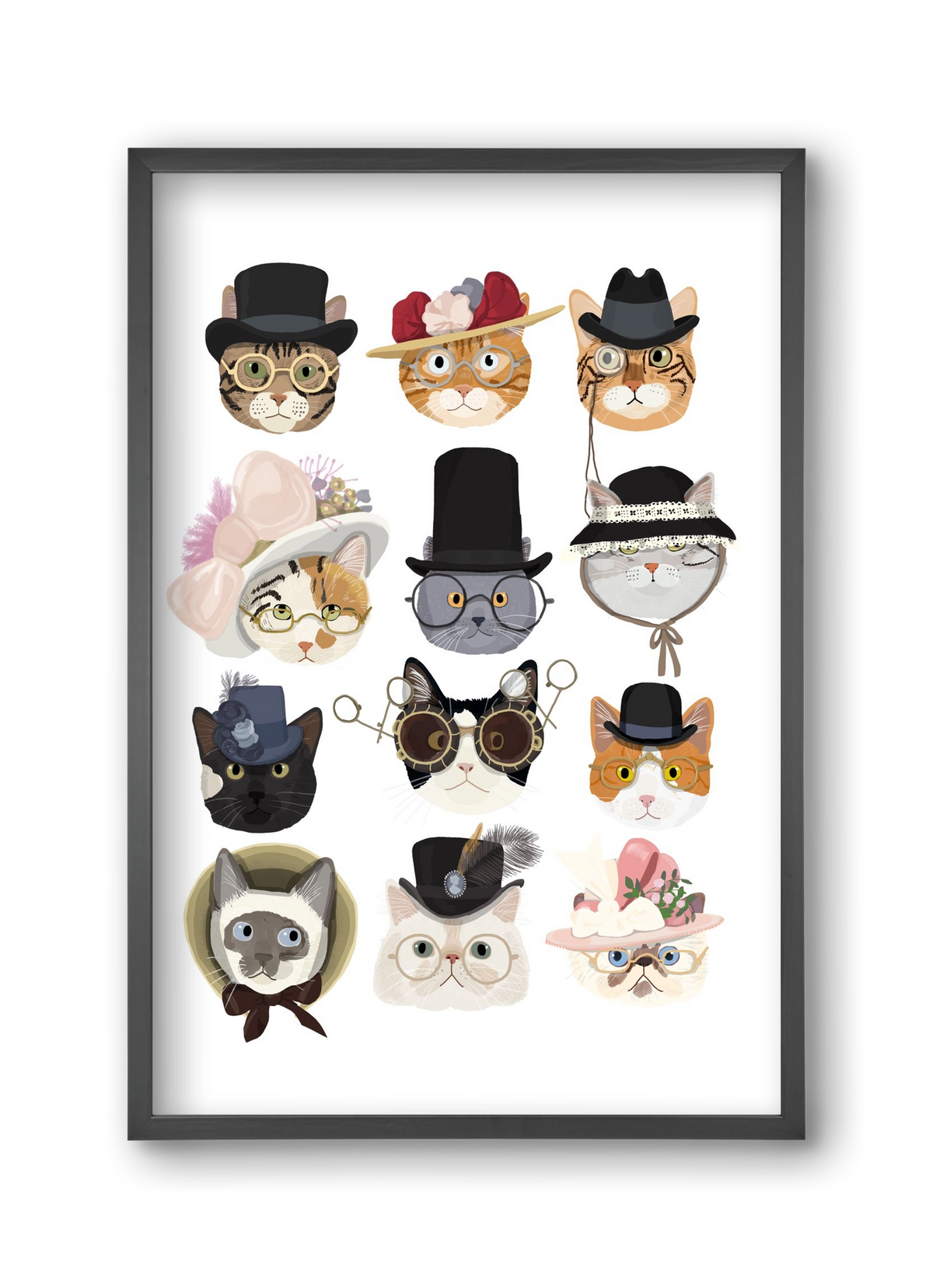 Cats in glasses 1900's, 30x45 cm (30x45 cm), Fekete keret