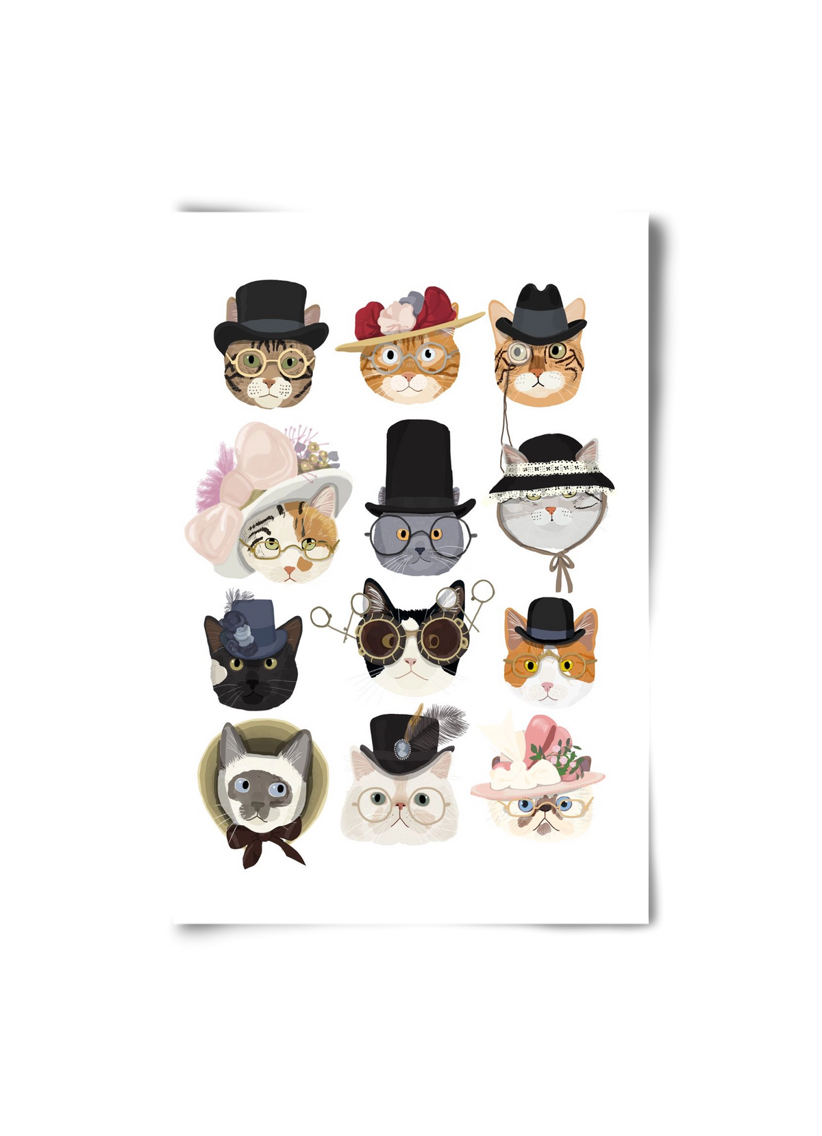 Cats in glasses 1900's, 20x30 cm, Keret nélkül