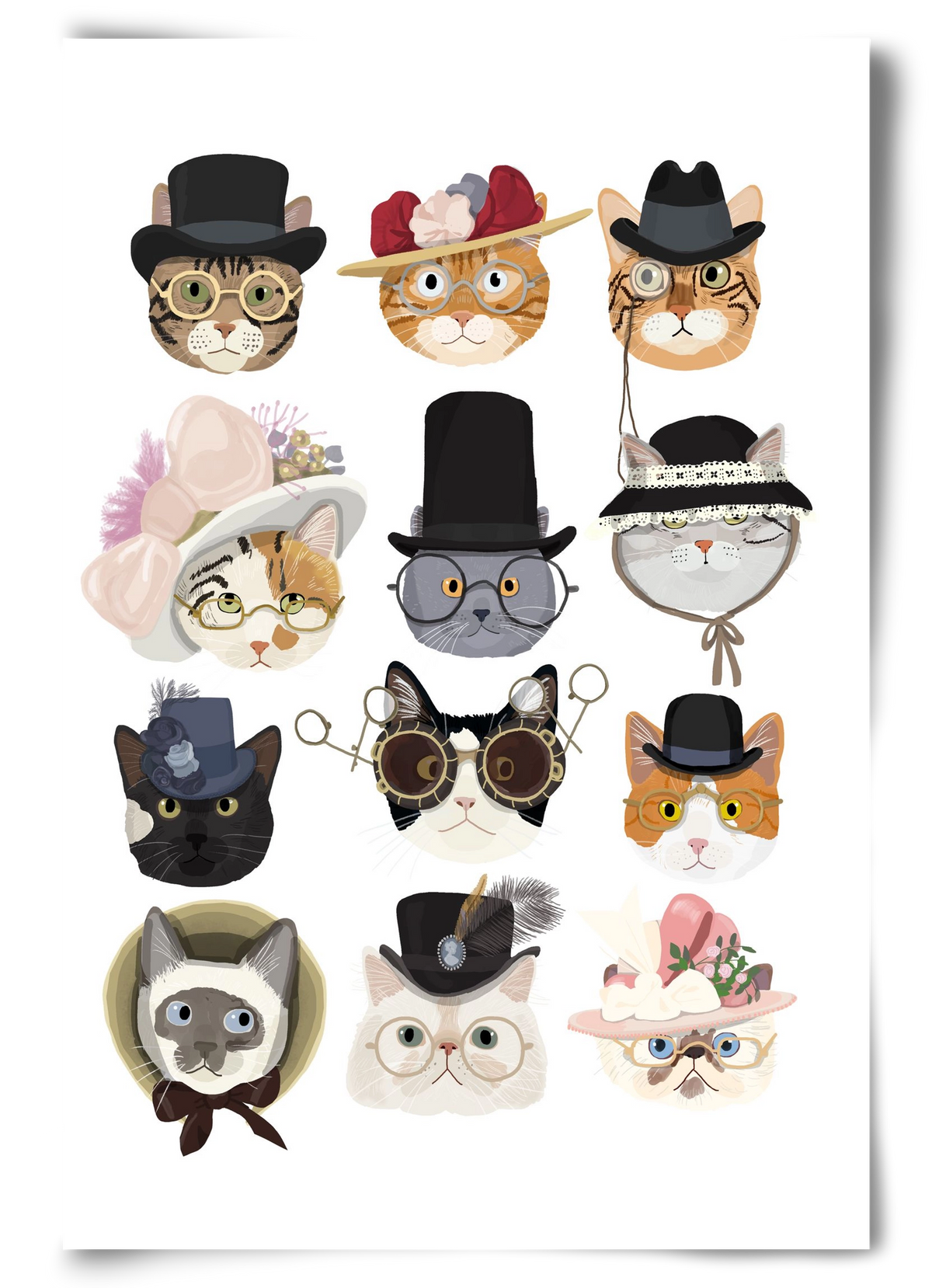 Cats in glasses 1900's, 60x90 cm, Keret nélkül