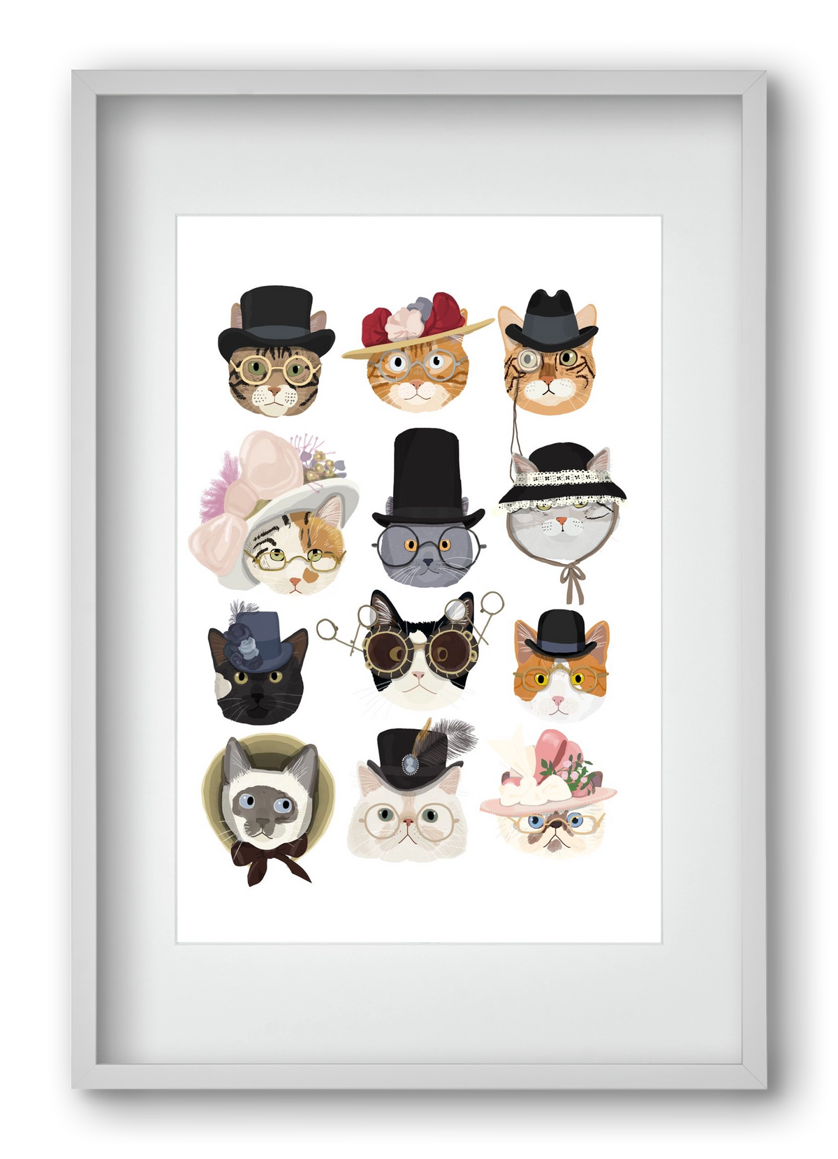 Cats in glasses 1900's, 40x60 cm (30x45 cm), Fehér keret, paszpartuval