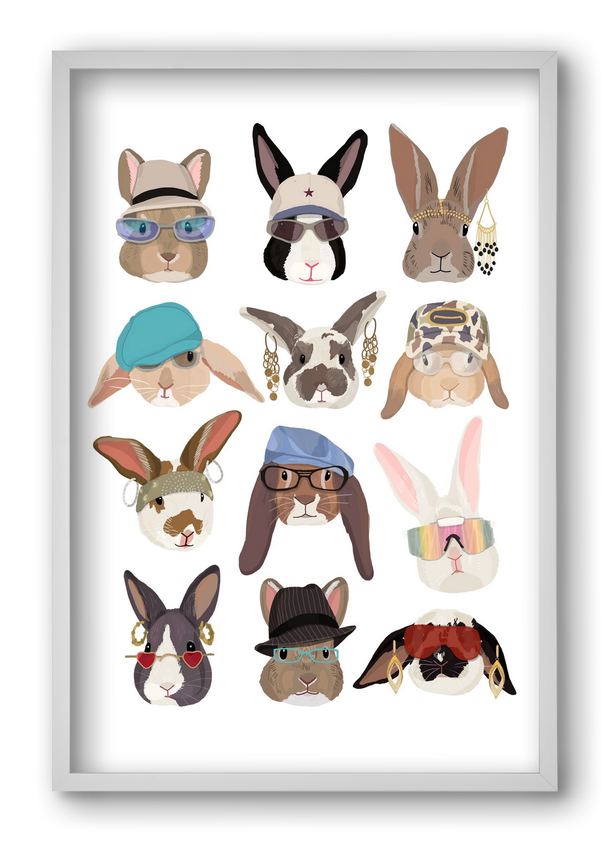 Rabbits wearing glasses in the 2000's , 40x60 cm (40x60 cm), Fehér keret