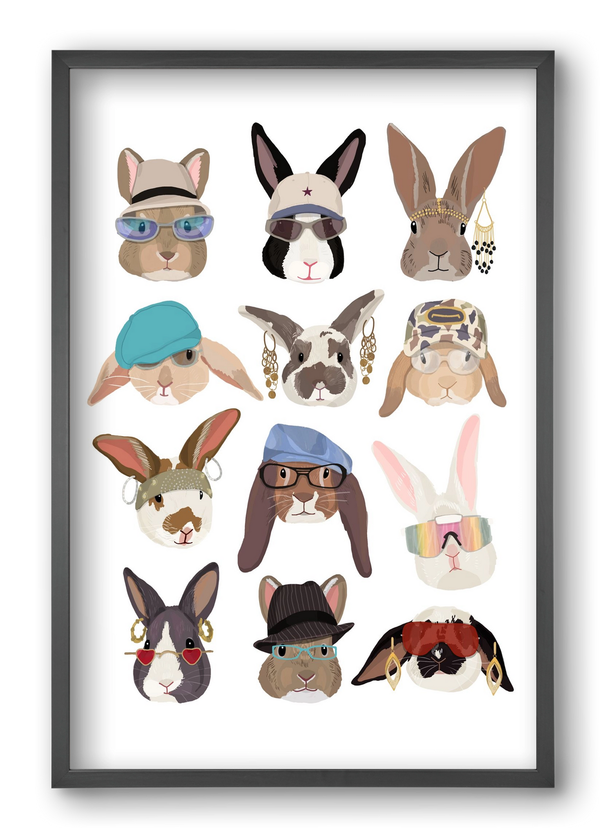 Rabbits wearing glasses in the 2000's , 40x60 cm (40x60 cm), Fekete keret