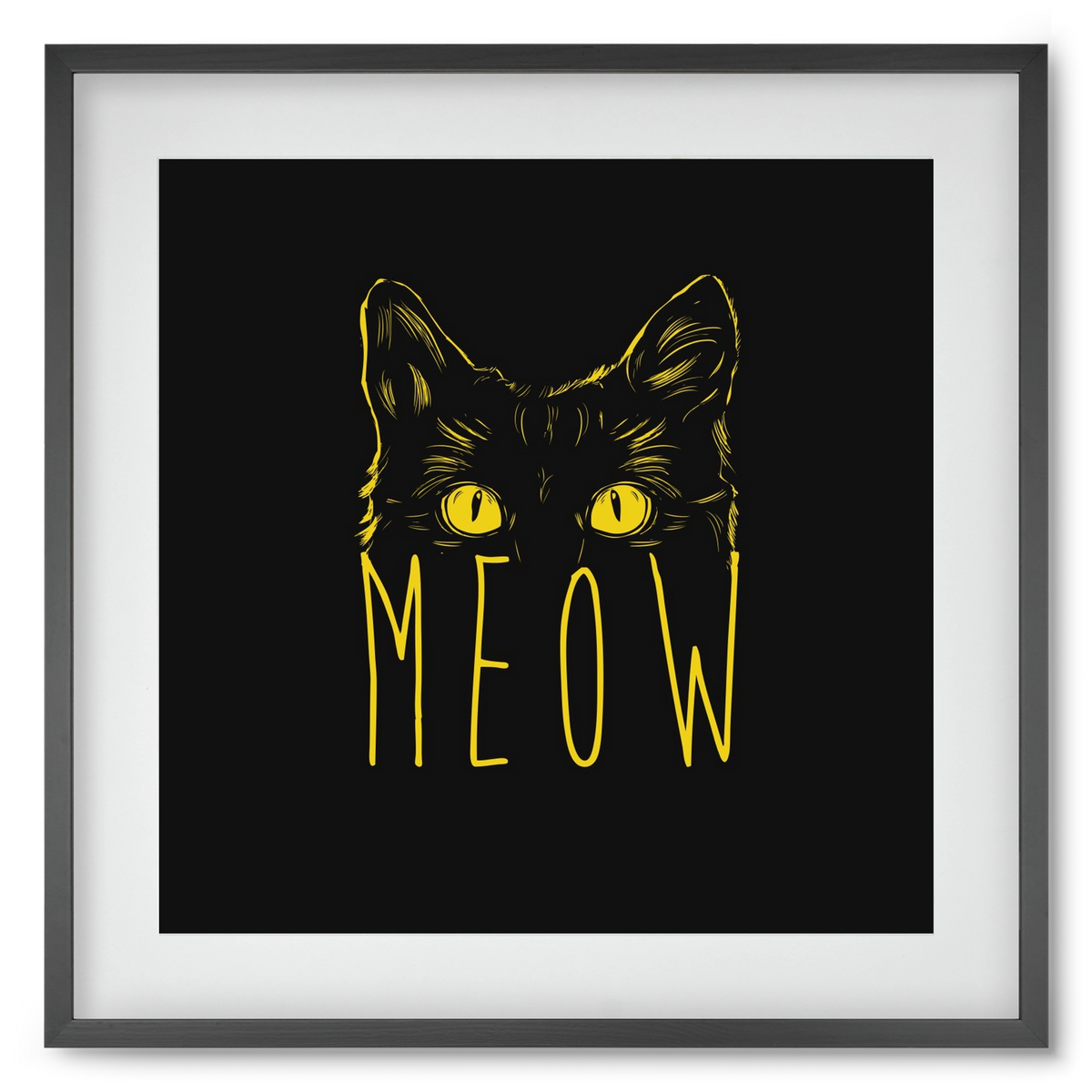 Meow, 50x50 cm (40x40 cm), Fekete keret, paszpartuval