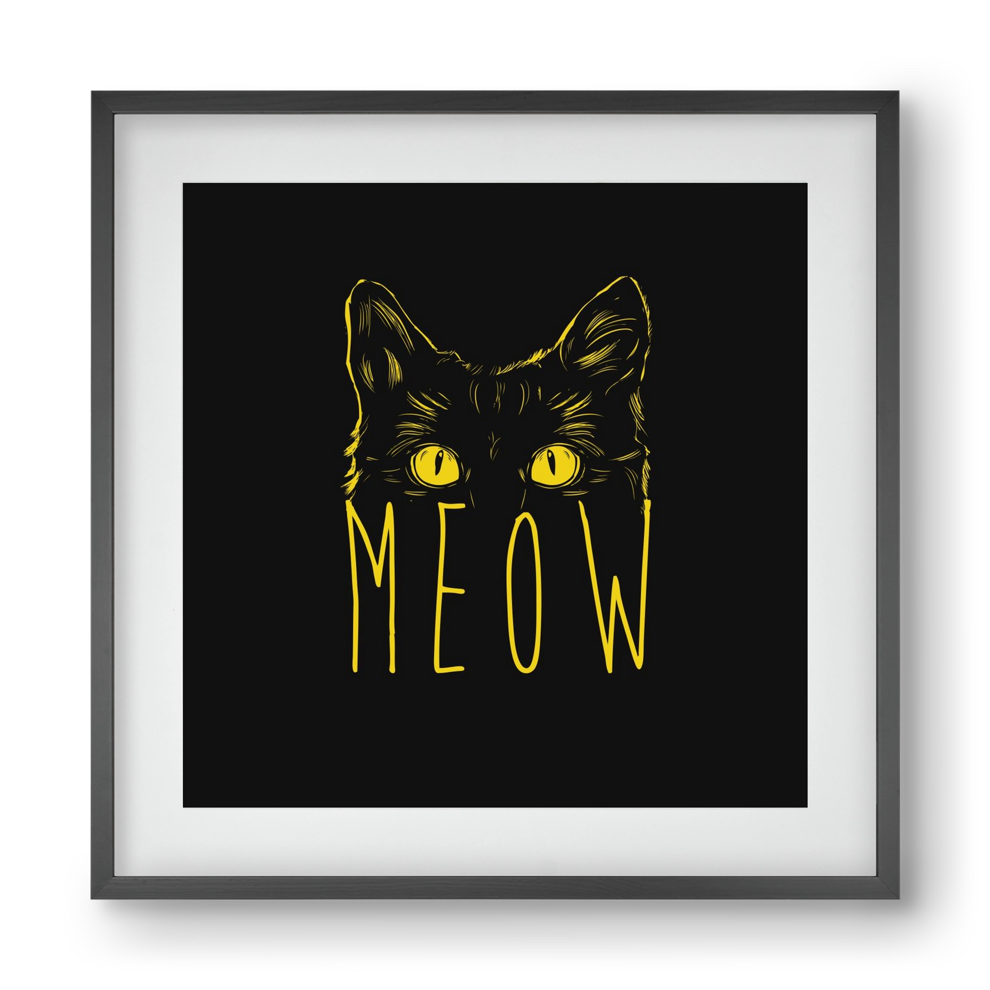 Meow, 40x40 cm (30x30 cm), Fekete keret, paszpartuval