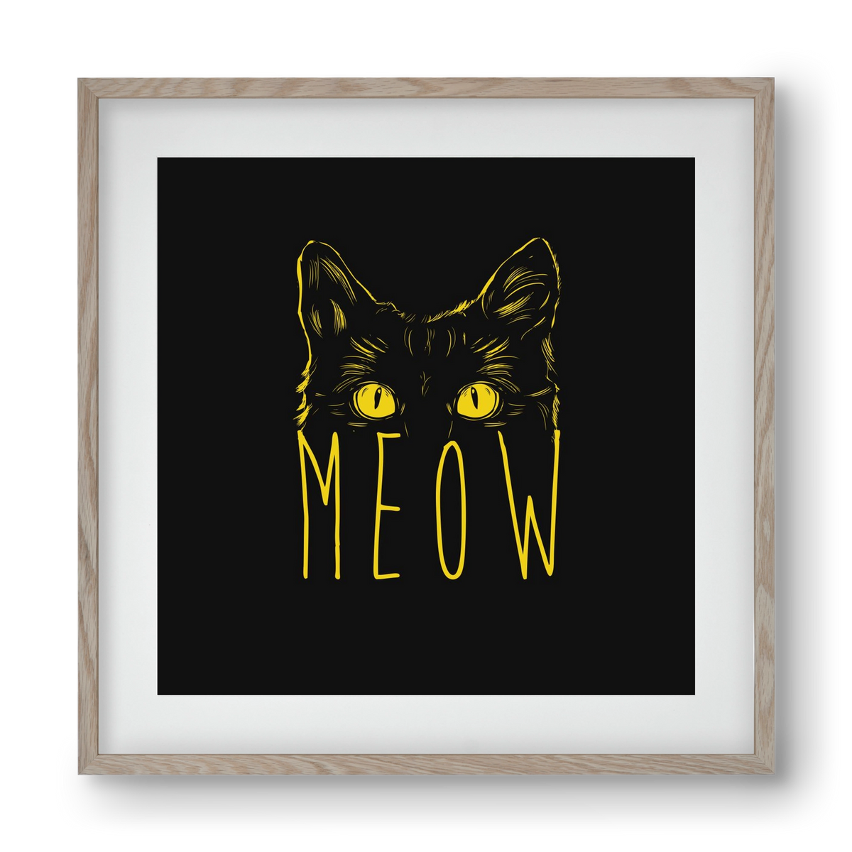 Meow, 40x40 cm (30x30 cm), Tölgy keret, paszpartuval
