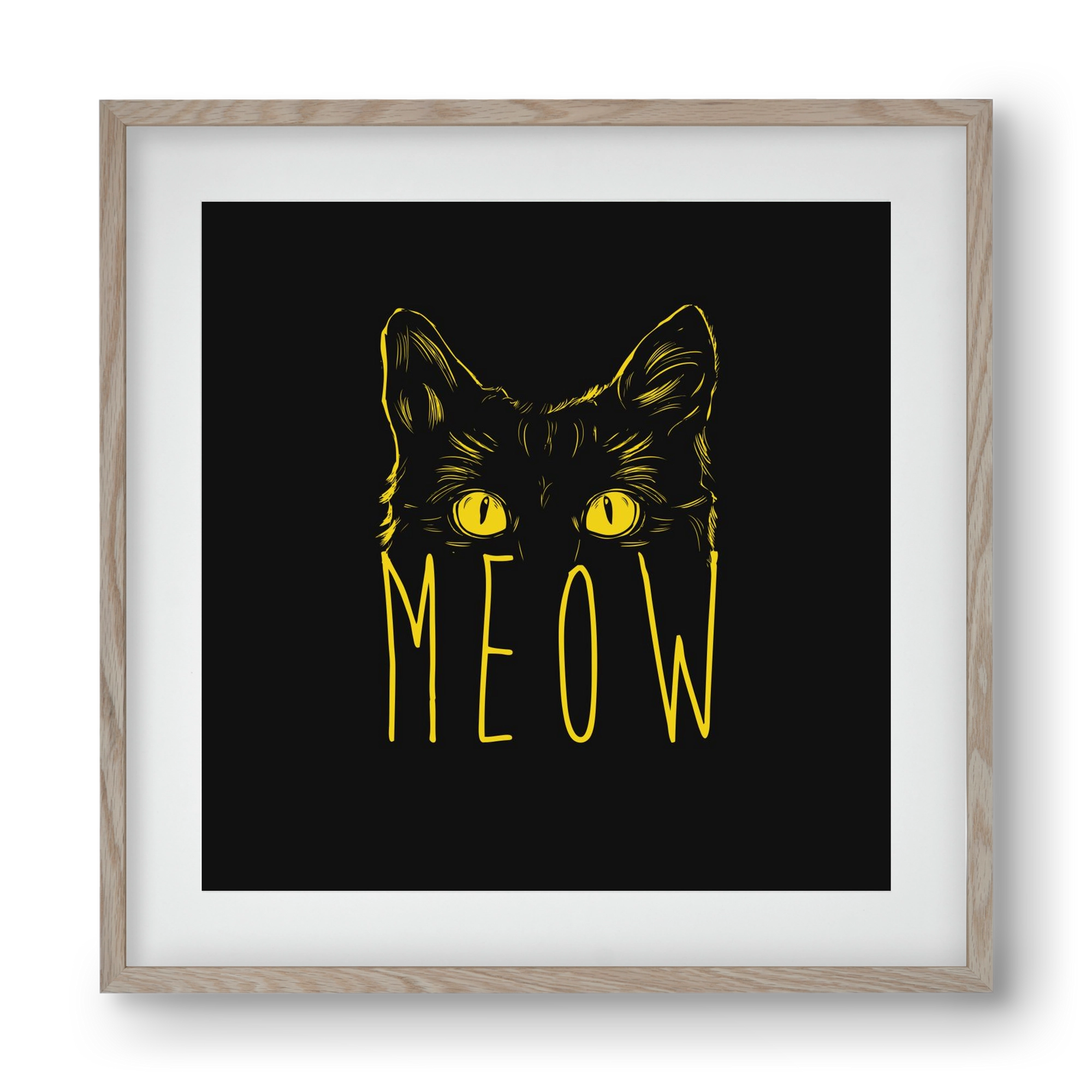 Meow, 40x40 cm (30x30 cm), Tölgy keret, paszpartuval