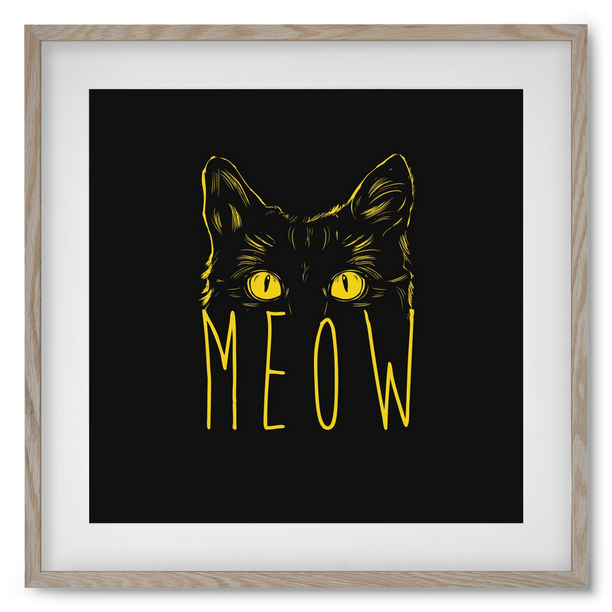 Meow, 50x50 cm (40x40 cm), Tölgy keret, paszpartuval