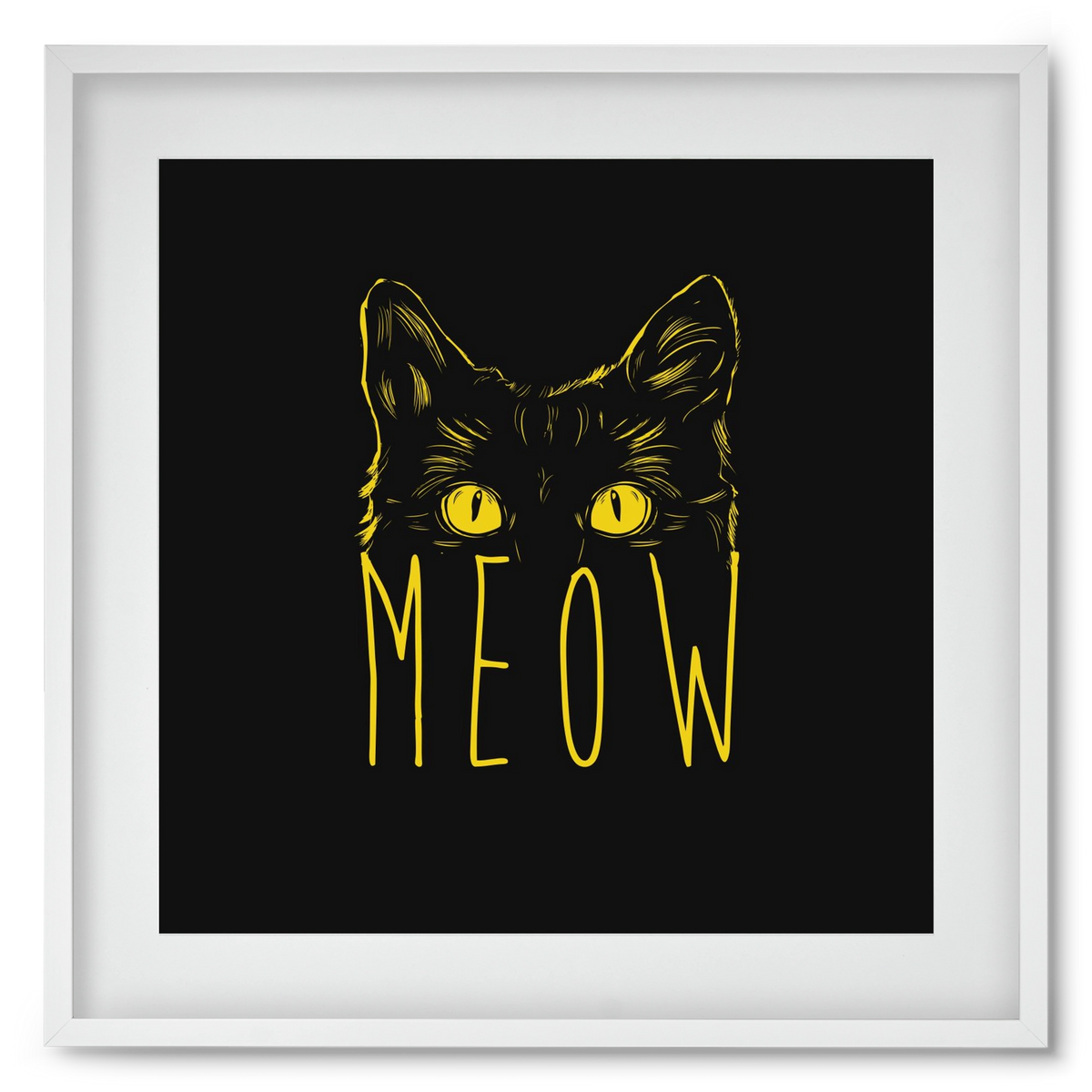 Meow, 50x50 cm (40x40 cm), Fehér keret, paszpartuval