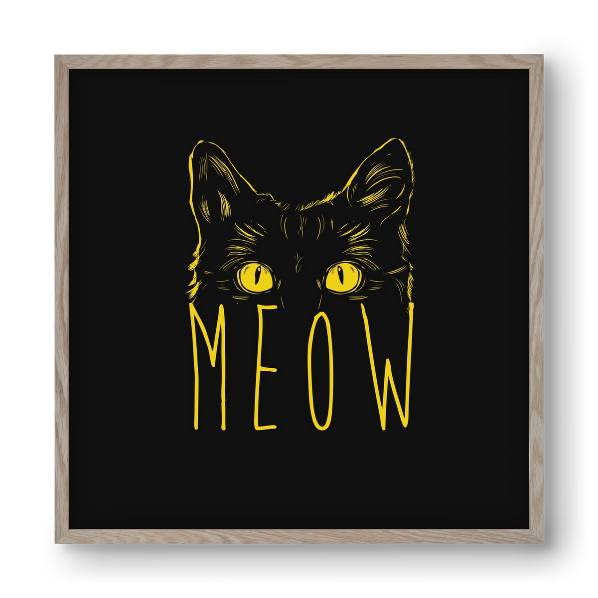 Meow, 40x40 cm (40x40 cm), Tölgy keret