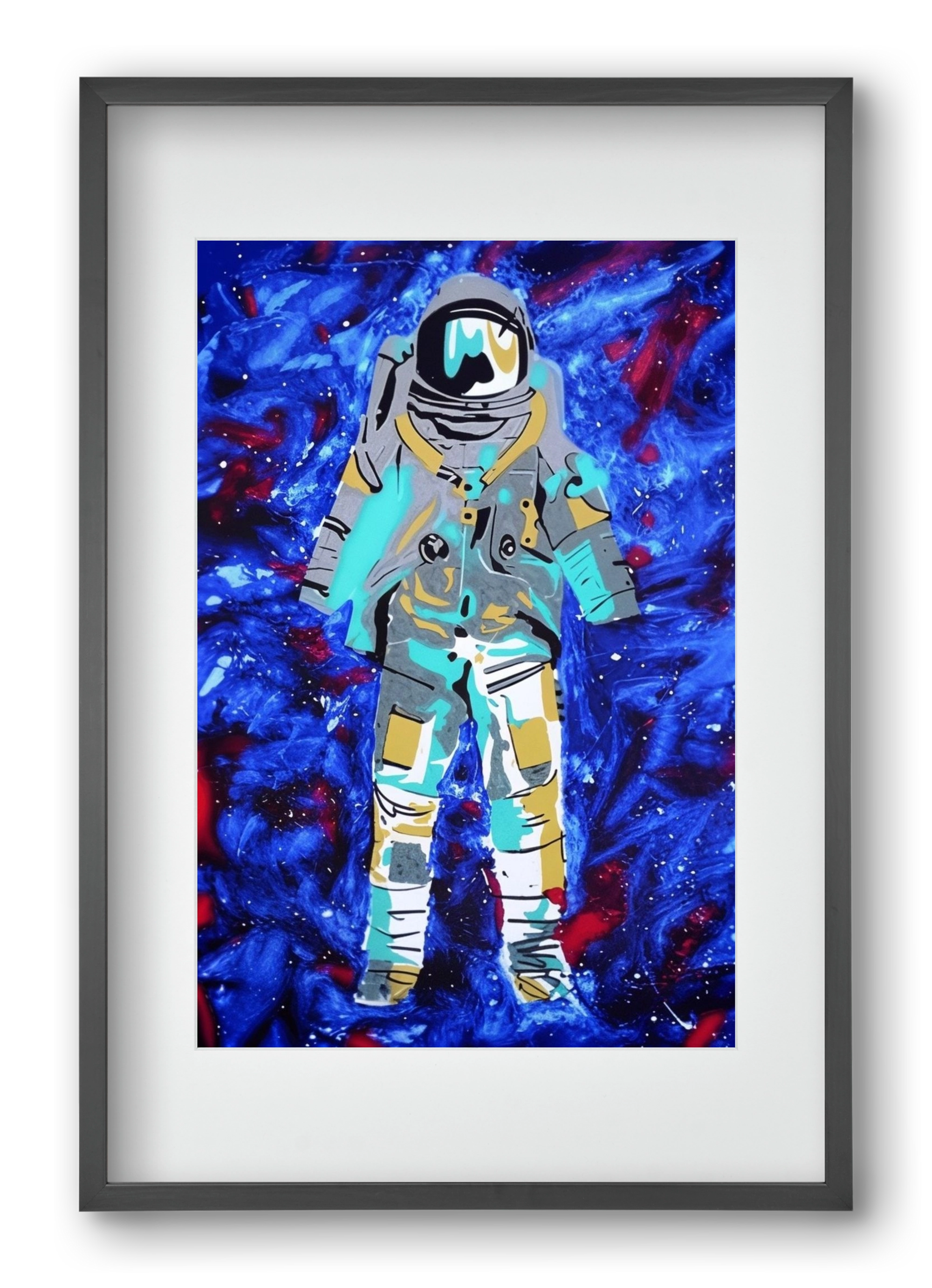 Astronaut, 40x60 cm (30x45 cm), Fekete keret, paszpartuval