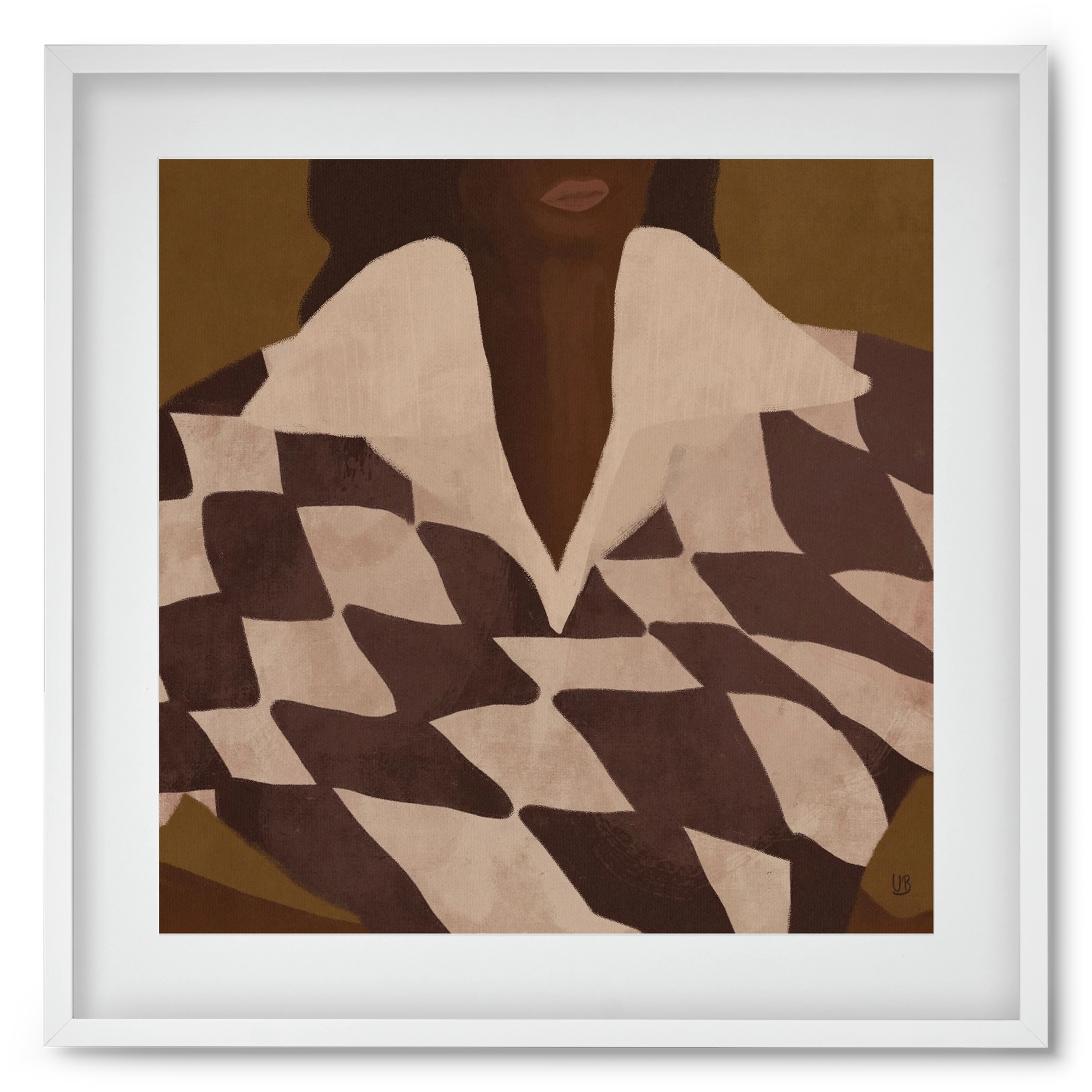 Wearing Checks, 50x50 cm (40x40 cm), Fehér keret, paszpartuval