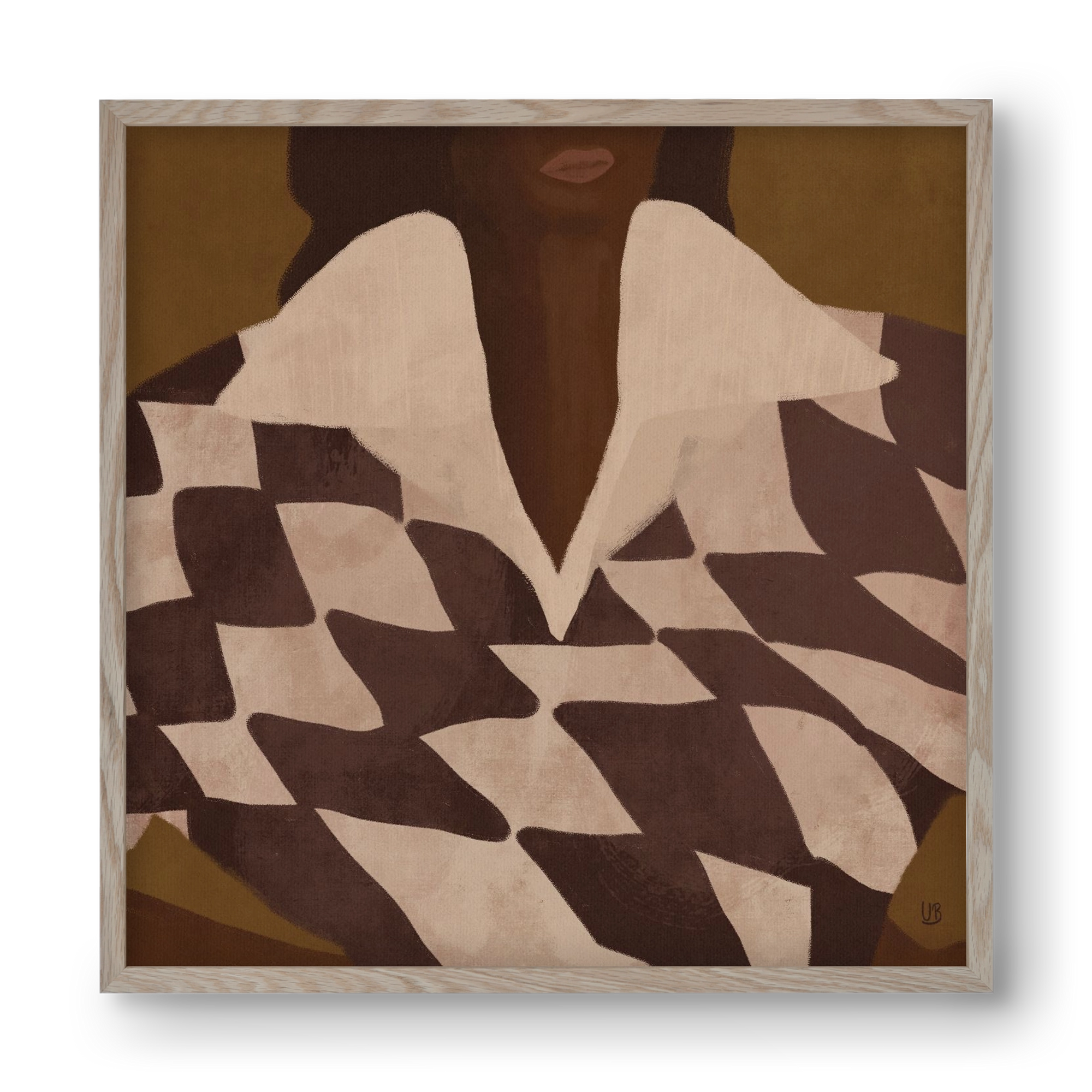 Wearing Checks, 40x40 cm (40x40 cm), Tölgy keret