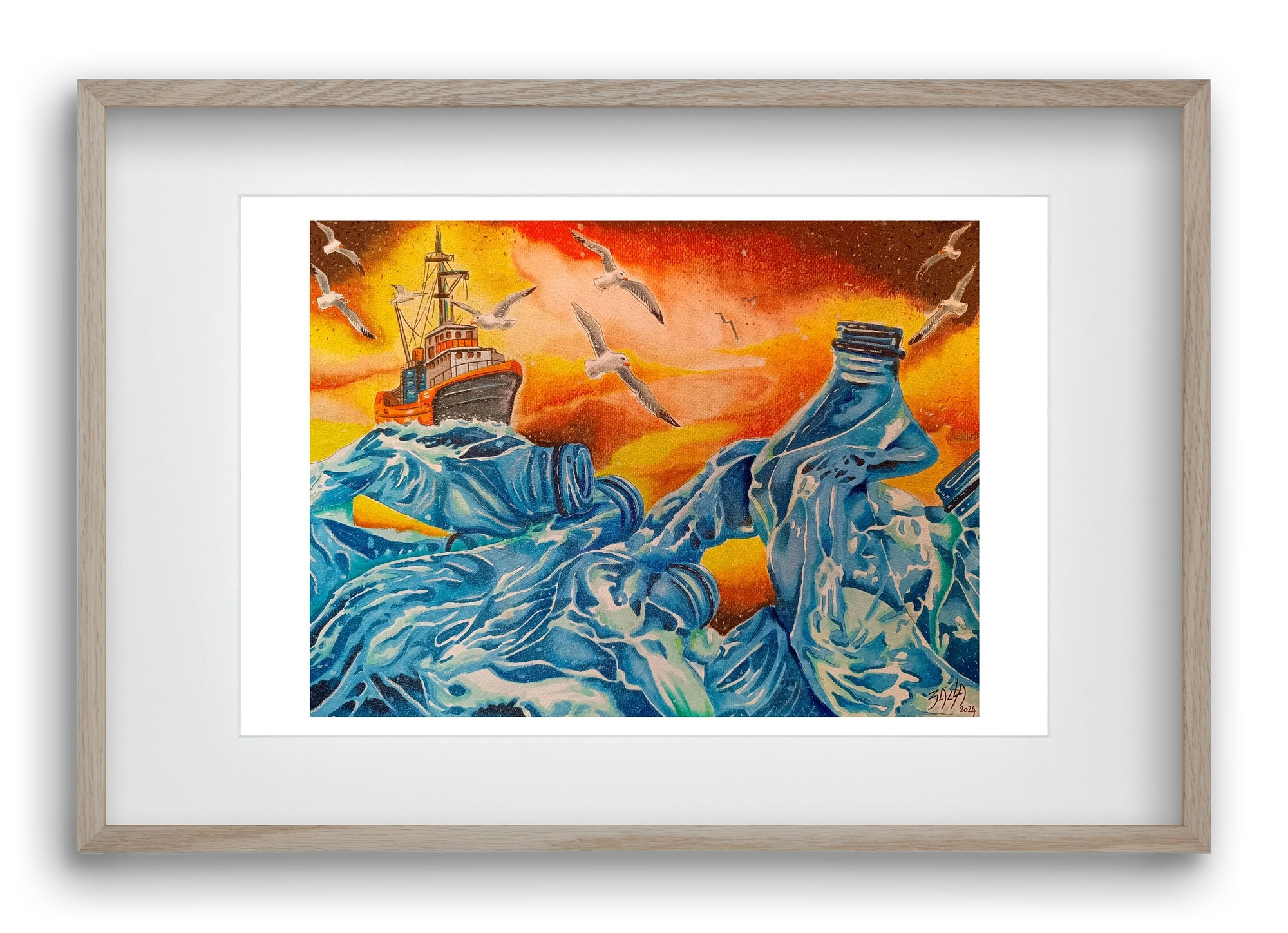 Plastic, 60x40 cm (45x30 cm), Tölgy keret, paszpartuval
