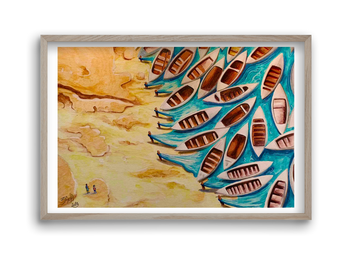 water, 45x30 cm (45x30 cm), Tölgy keret