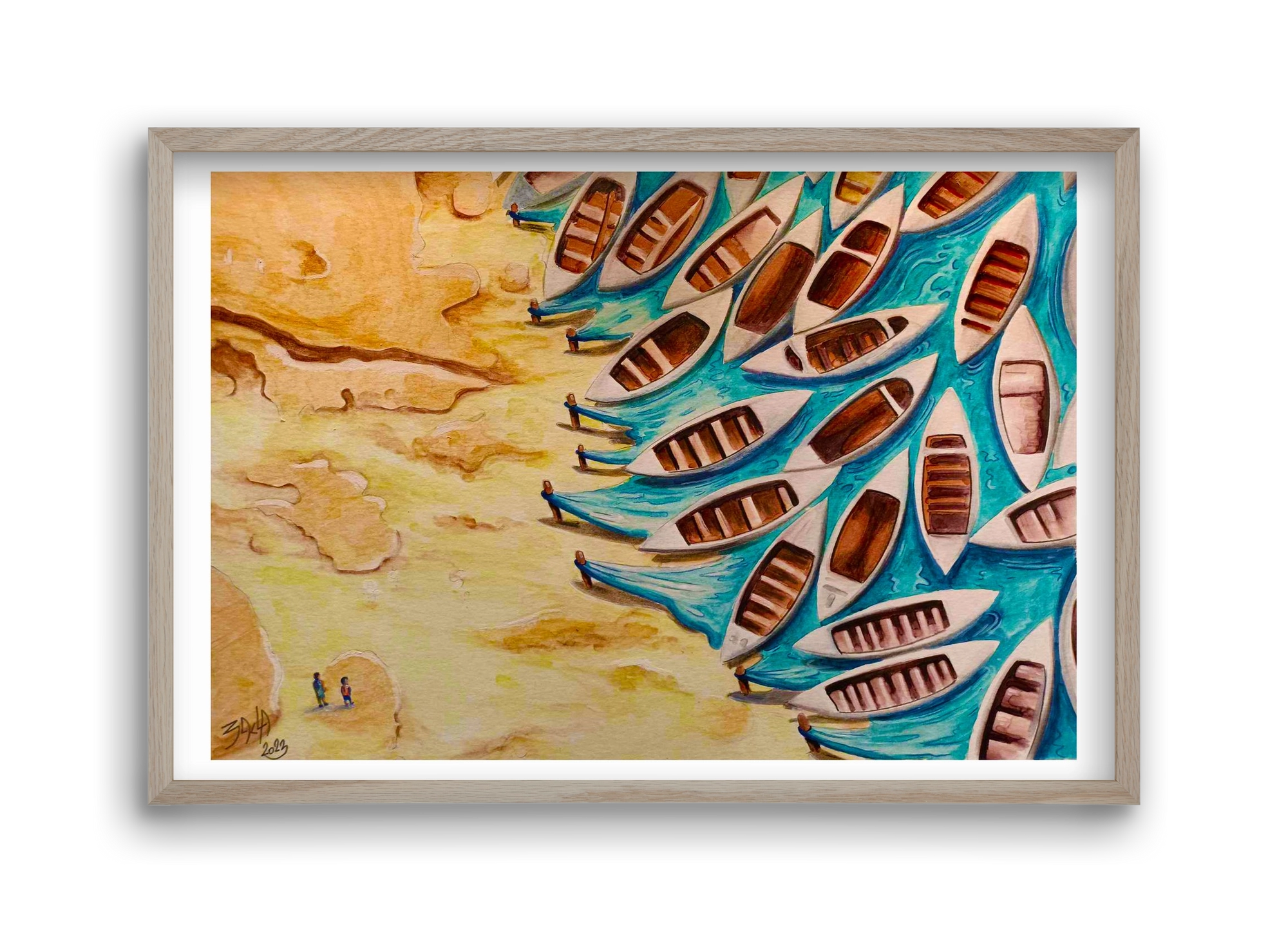 water, 45x30 cm (45x30 cm), Tölgy keret