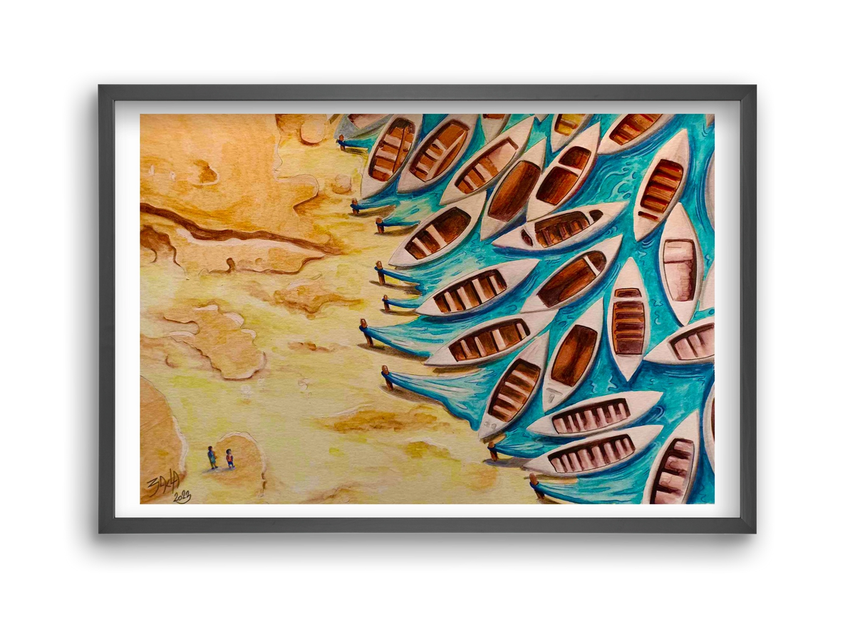 water, 45x30 cm (45x30 cm), Fekete keret