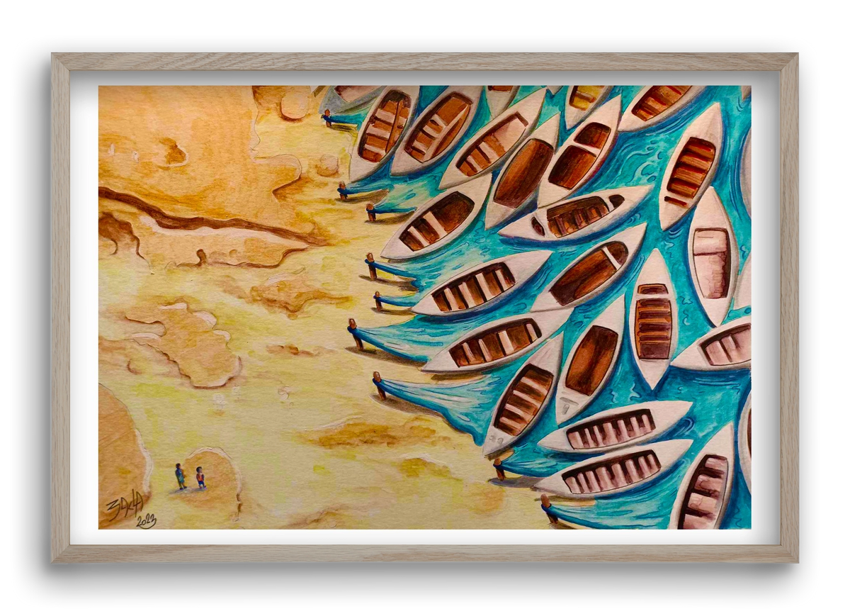 water, 60x40 cm (60x40 cm), Tölgy keret