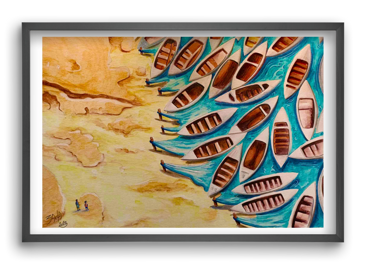water, 60x40 cm (60x40 cm), Fekete keret