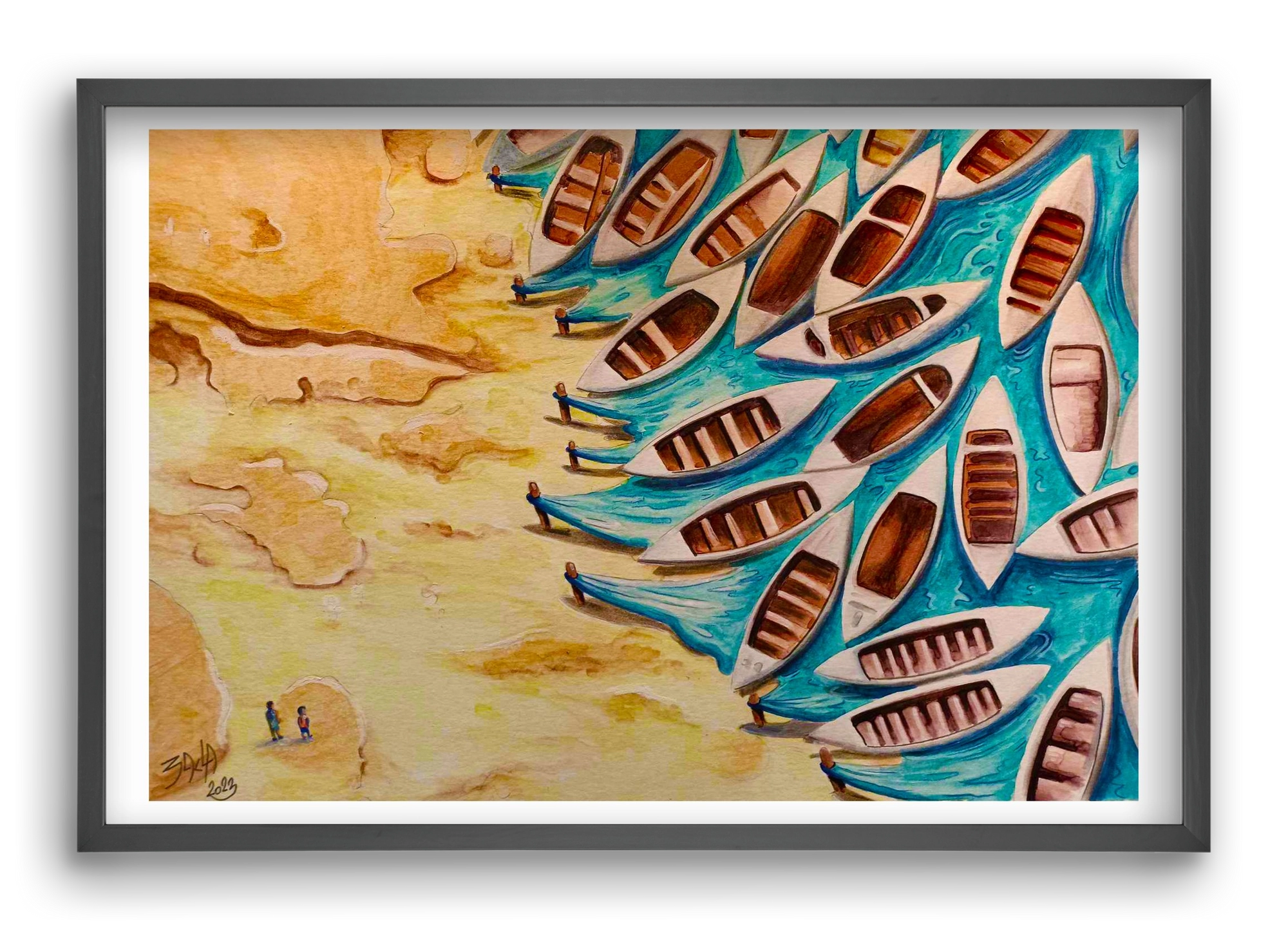 water, 60x40 cm (60x40 cm), Fekete keret