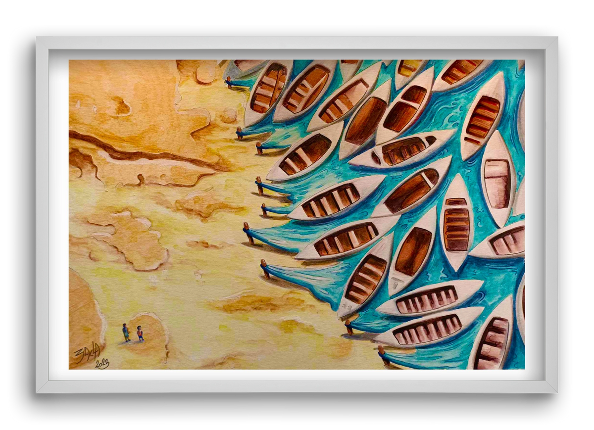 water, 60x40 cm (60x40 cm), Fehér keret
