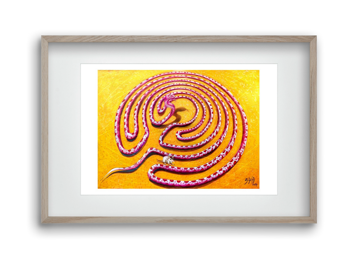 tévút, 45x30 cm (30x20 cm), Tölgy keret, paszpartuval