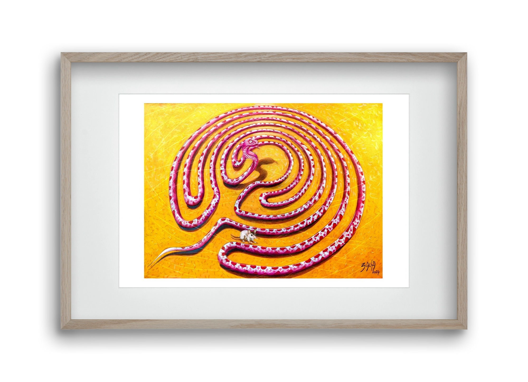 tévút, 45x30 cm (30x20 cm), Tölgy keret, paszpartuval