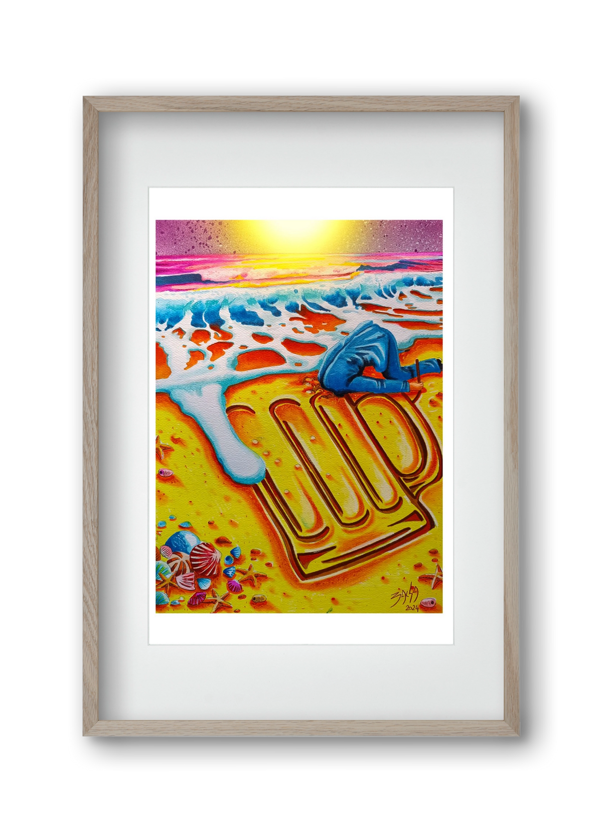 beer II., 30x45 cm (20x30 cm), Tölgy keret, paszpartuval