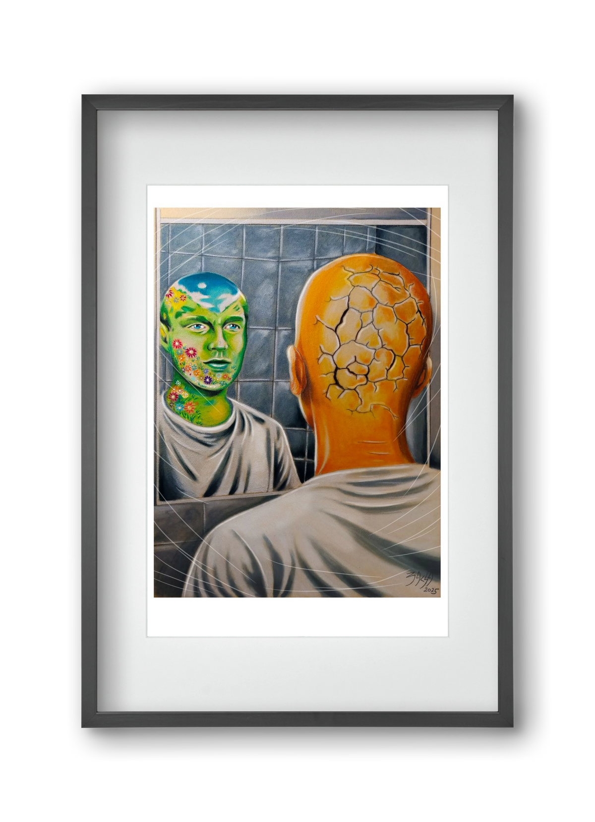 mirror, 30x45 cm (20x30 cm), Fekete keret, paszpartuval